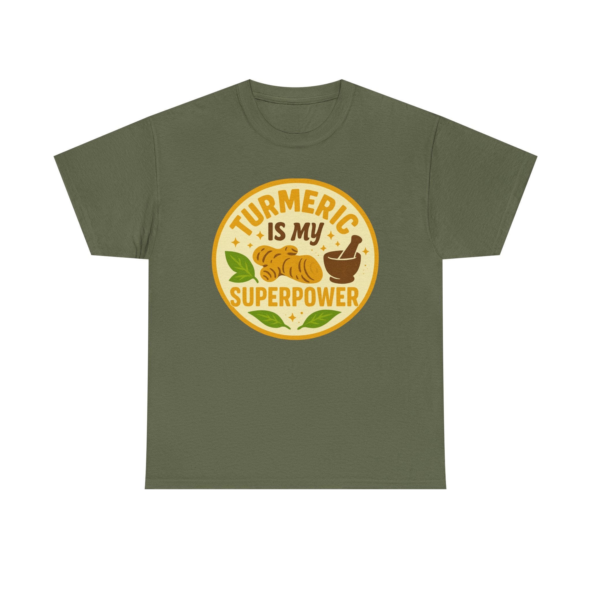 Turmeric Superpower Tee, Unisex Cotton T-Shirt, Health Enthusiast Gift, Herbal Tea Lover Shirt, Natural Wellness Apparel, Unique Gift Idea