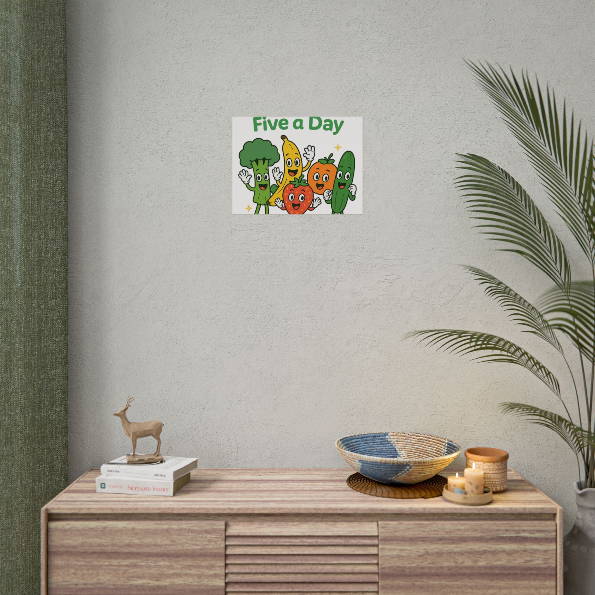 Rolled Poster — "Get Your Five a Day" Cute Fruit & Veggie Wall Art
