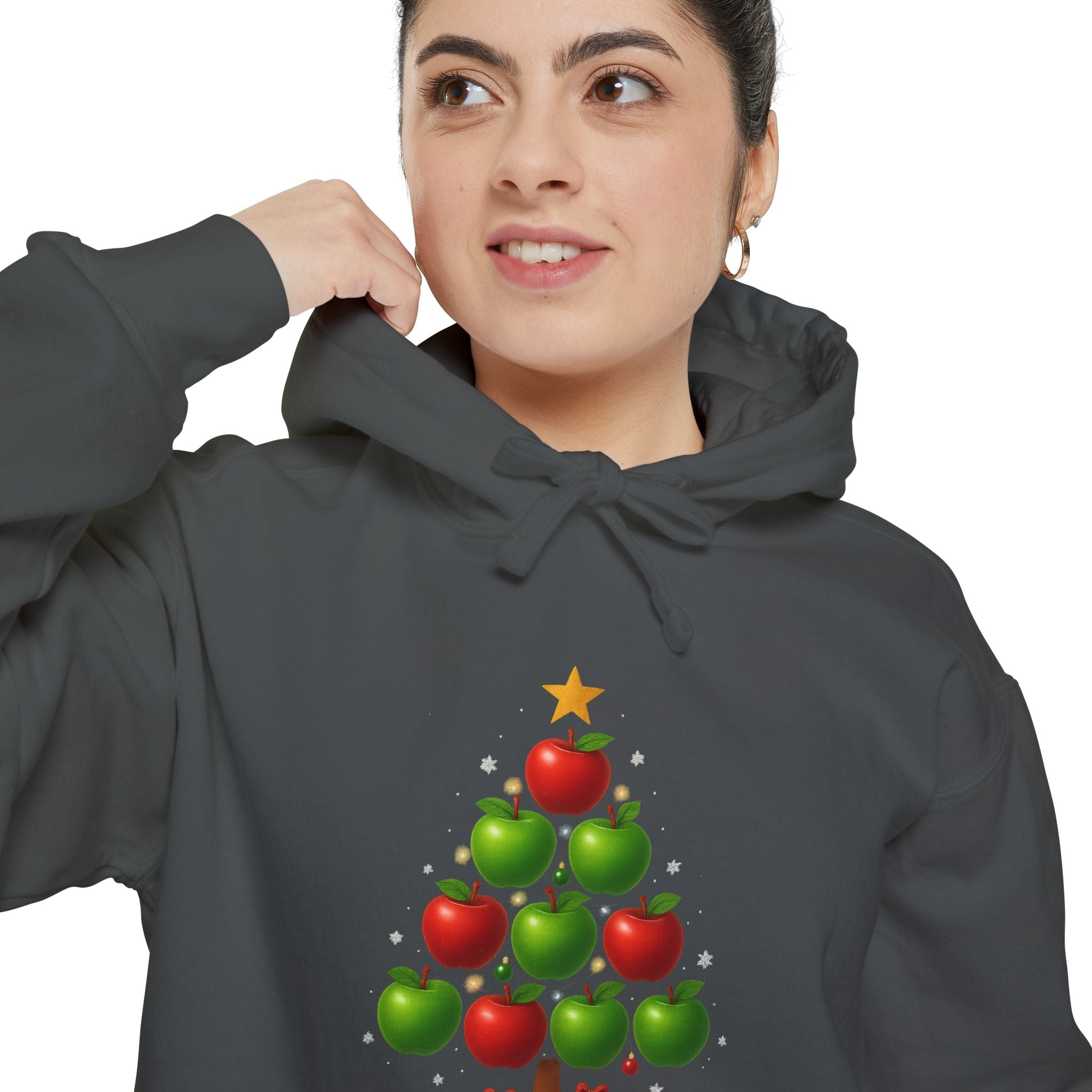 Christmas Apple Tree Hoodie — Cute Holiday Tree with Apples & Star