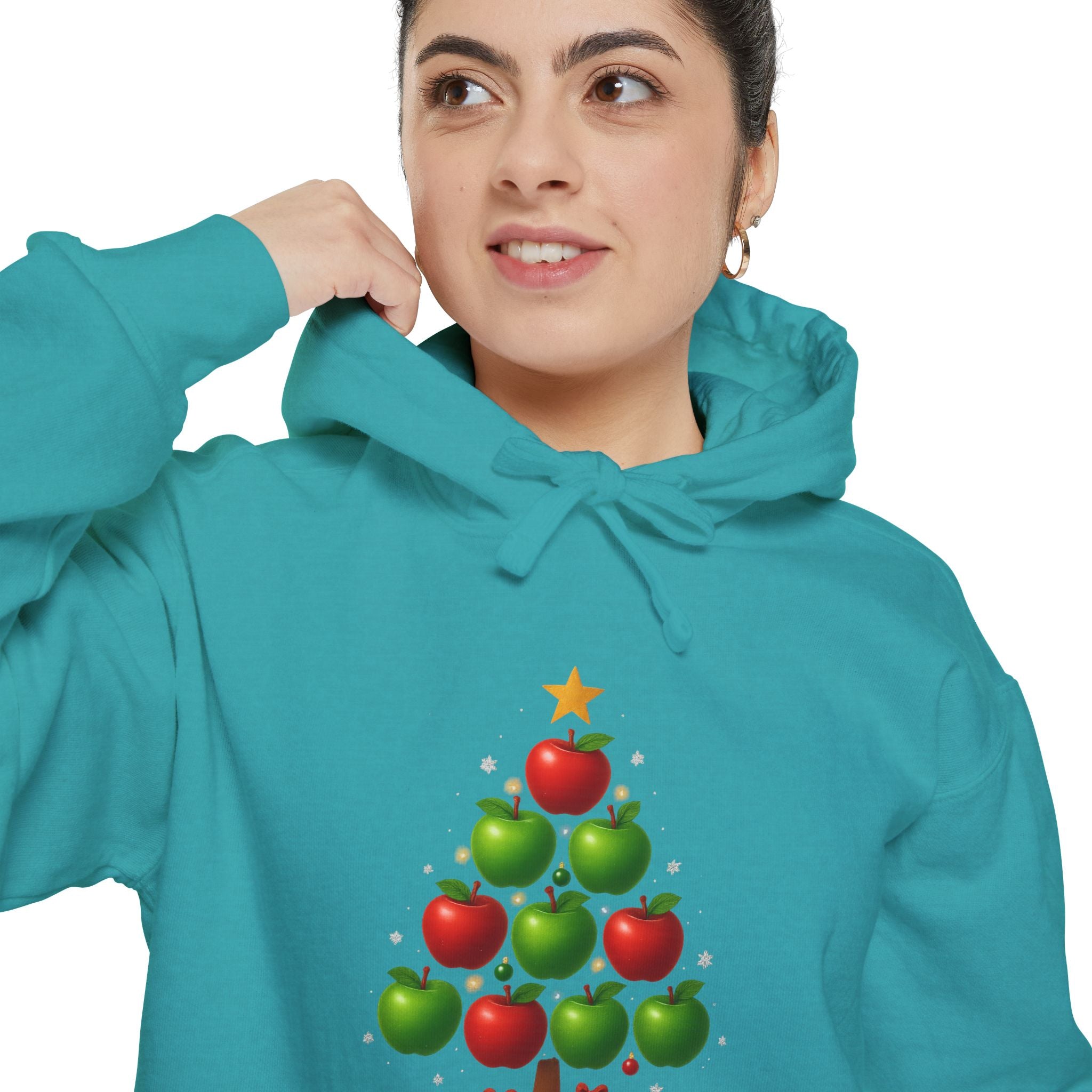 Christmas Apple Tree Hoodie — Cute Holiday Tree with Apples & Star