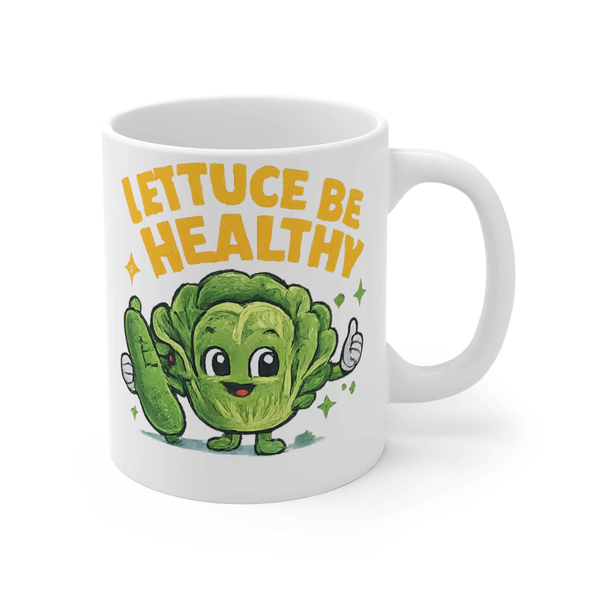 Mug — "Lettuce Be Healthy" Cute Veggie Coffee Cup