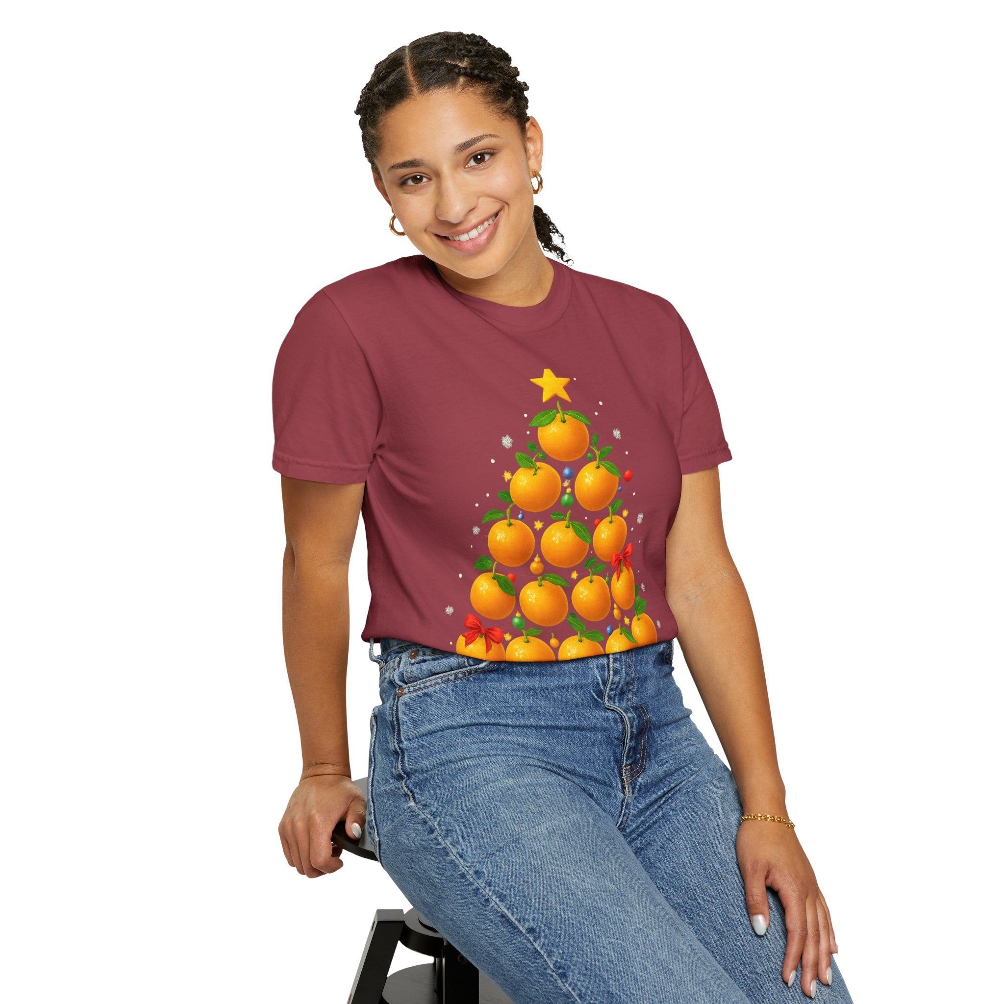 Orange Christmas Tree T-Shirt — Festive Citrus Holiday Tee