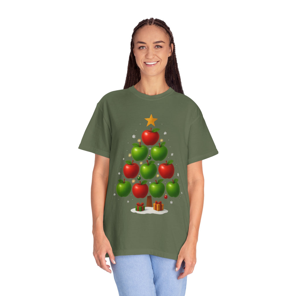 Apple Christmas Tree T-Shirt — Holiday Fruit Tree Graphic Tee
