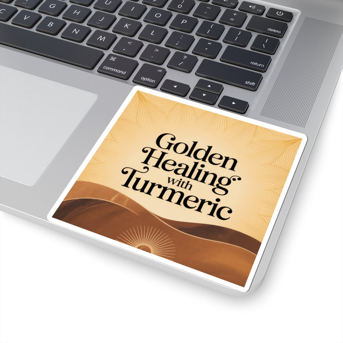 Golden Healing Turmeric Stickers | Wellness Decor, Laptop Stickers, Gift for Health Enthusiasts, Boho Aesthetic, Holistic Living