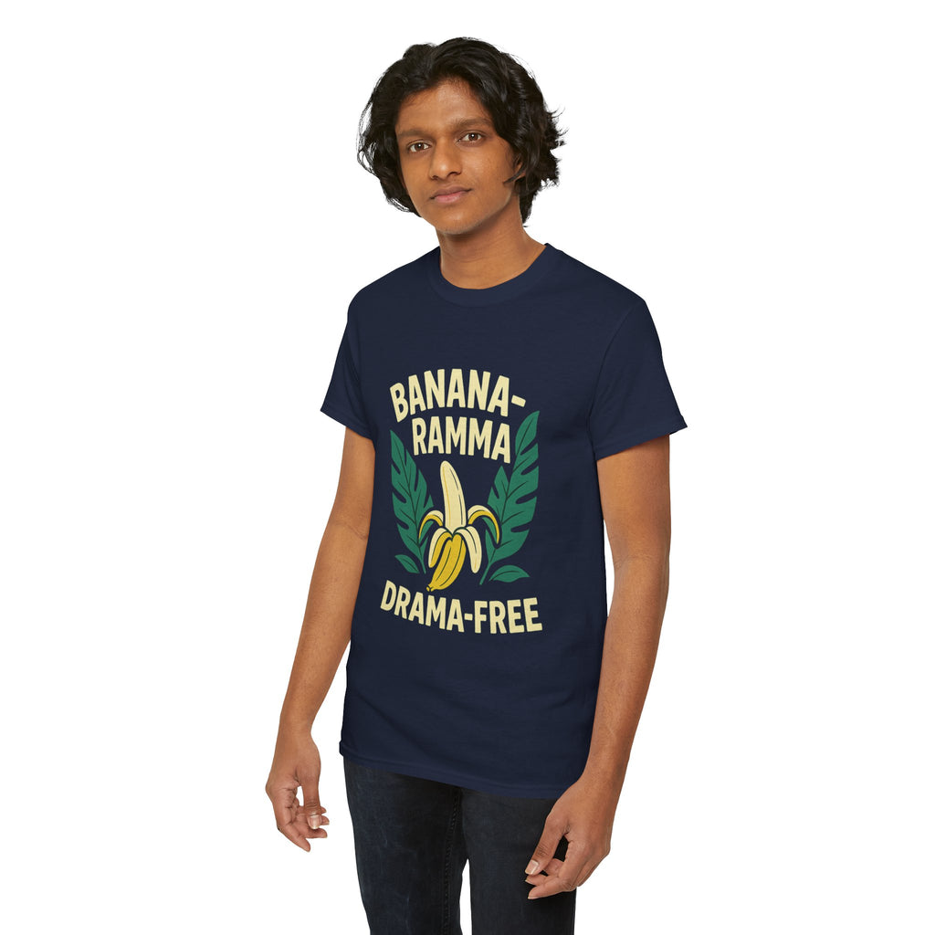 Banana-Ramma Drama-Free Unisex Heavy Cotton Tee, Fun Casual Shirt, Gift for Friends, Summer Vibes, Quirky Fashion Statement