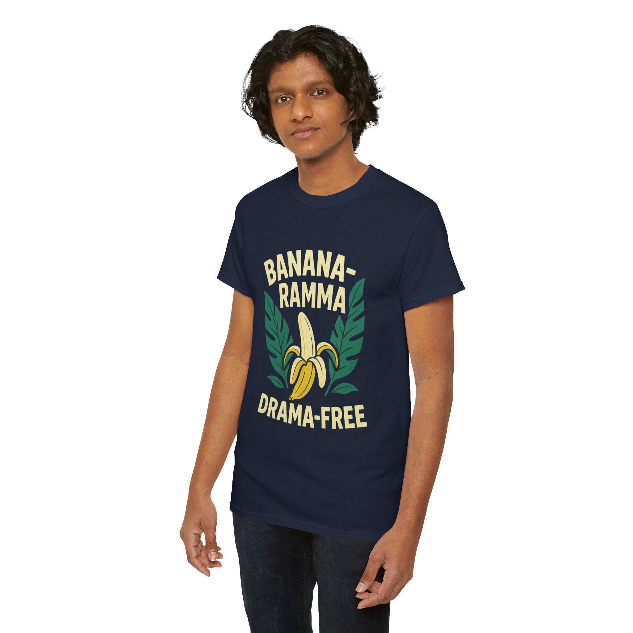 Banana-Ramma Drama-Free Unisex Heavy Cotton Tee, Fun Casual Shirt, Gift for Friends, Summer Vibes, Quirky Fashion Statement