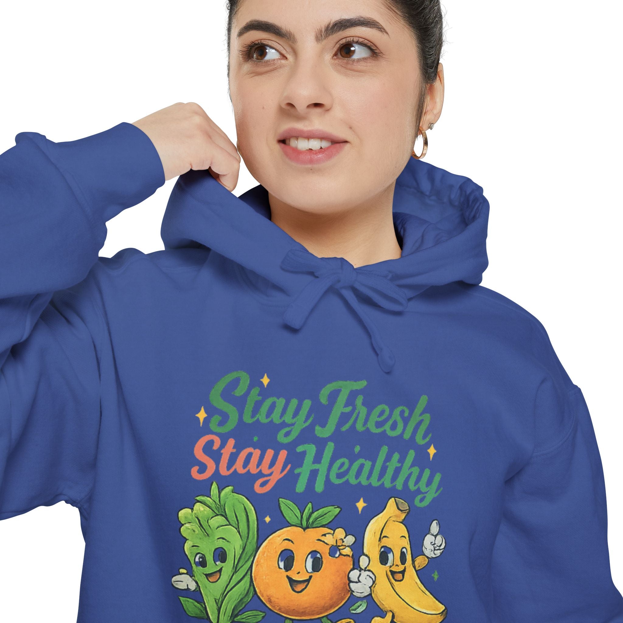 Stay Fresh Stay Healthy Hoodie — Cute Fruit & Veg Wellness Pullover