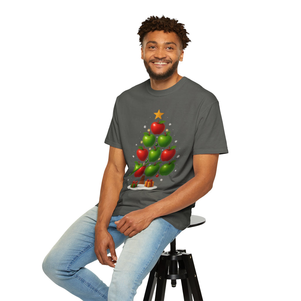 Apple Christmas Tree T-Shirt — Holiday Fruit Tree Graphic Tee