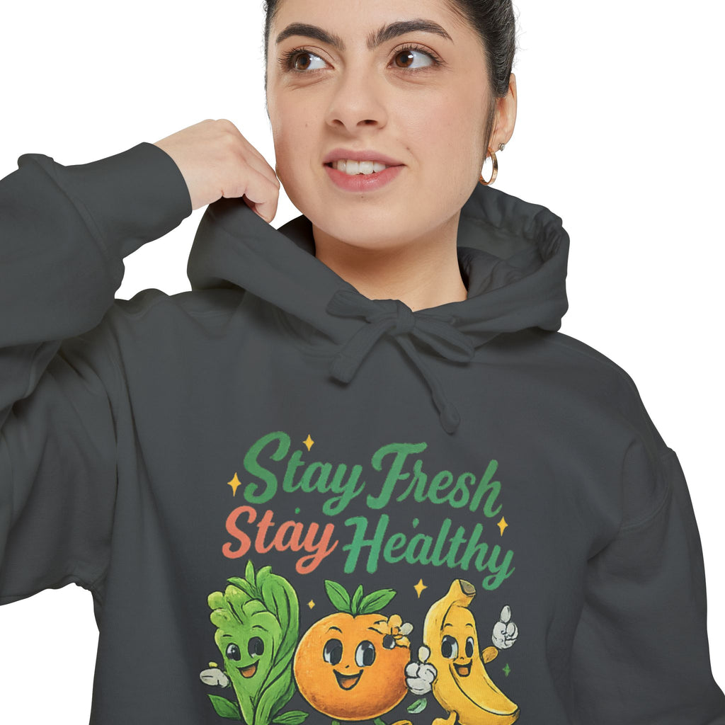 Stay Fresh Stay Healthy Hoodie — Cute Fruit & Veg Wellness Pullover