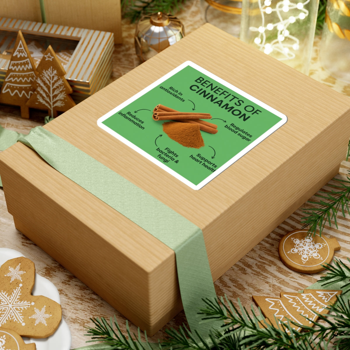 Cinnamon Benefits Stickers | Educational Decor for Home and Office, Wellness Gift, Kitchen Art, Laptop Stickers, Fun Learning Tools