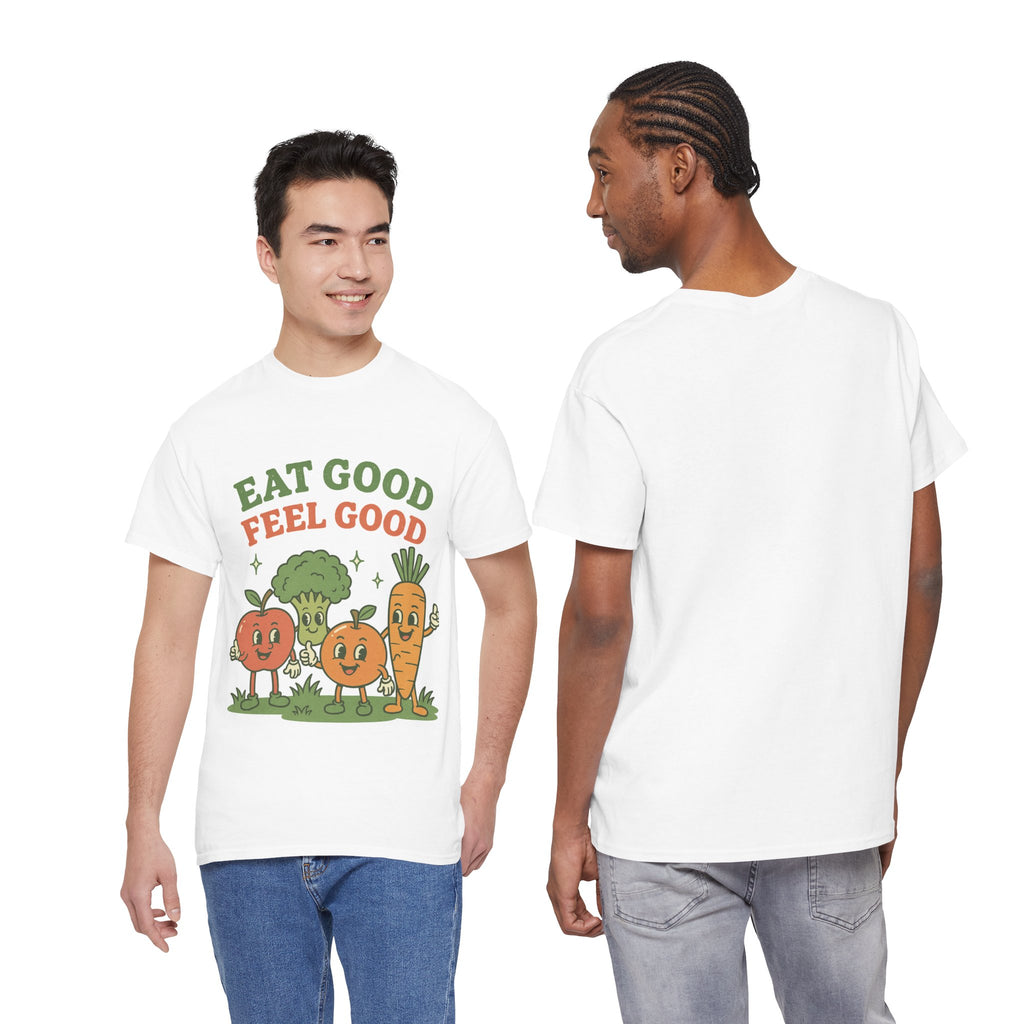 Eat Good Feel Good T-Shirt — Cute Veggie Graphic Tee (Apple, Broccoli, Carrot)