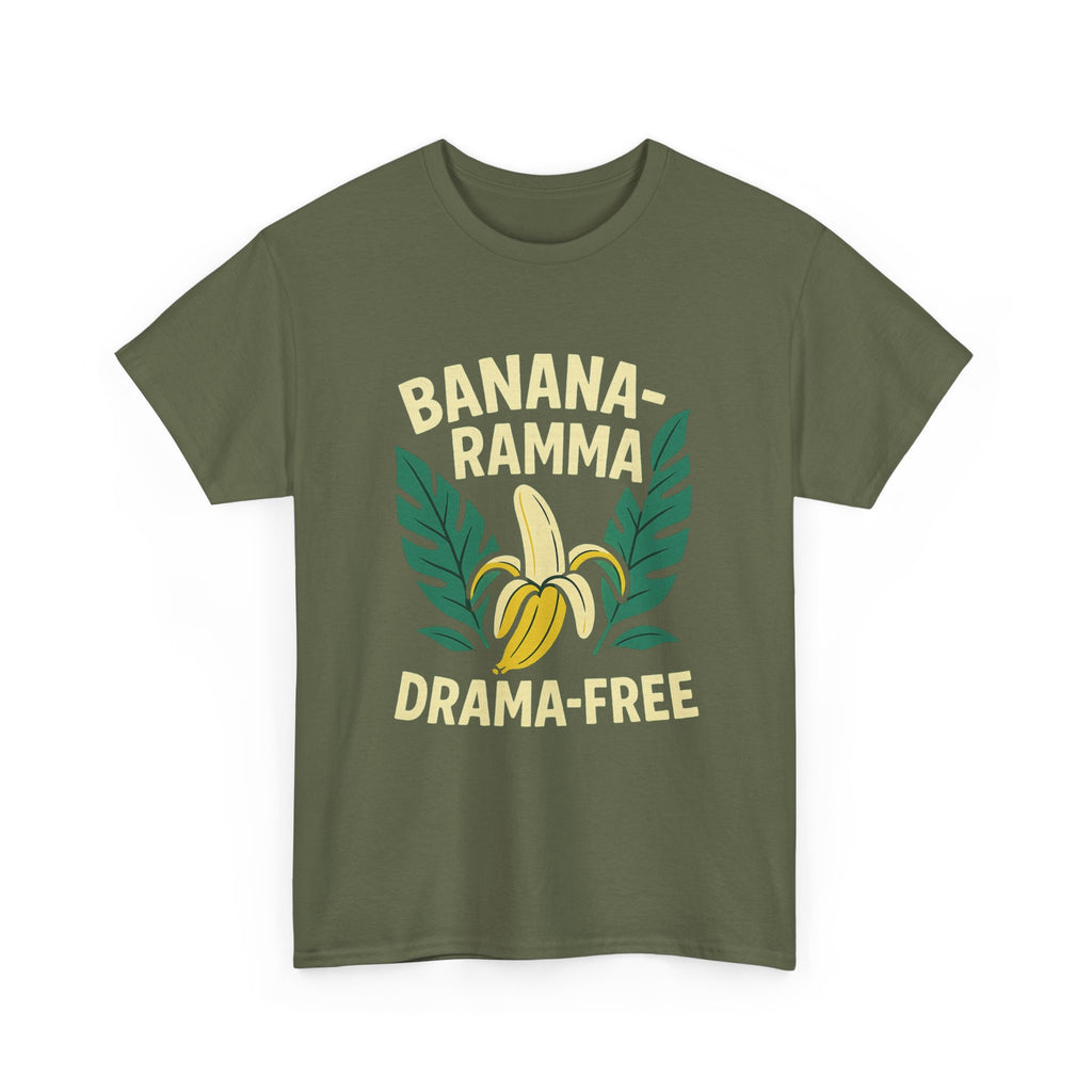 Banana-Ramma Drama-Free Unisex Heavy Cotton Tee, Fun Casual Shirt, Gift for Friends, Summer Vibes, Quirky Fashion Statement