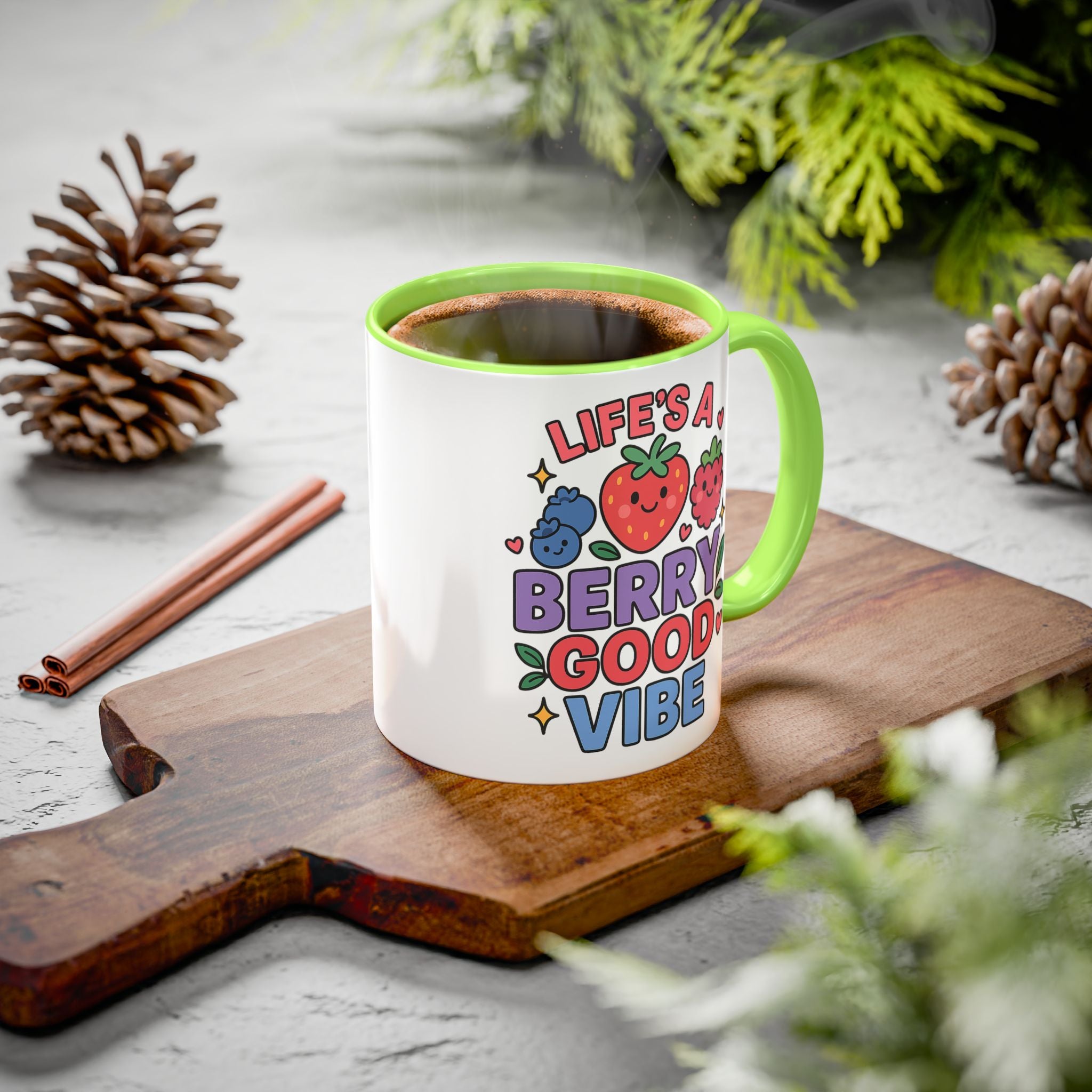 Berry Good Vibe Mug — Cute Fruit Illustration Coffee Cup (11oz & 15oz)