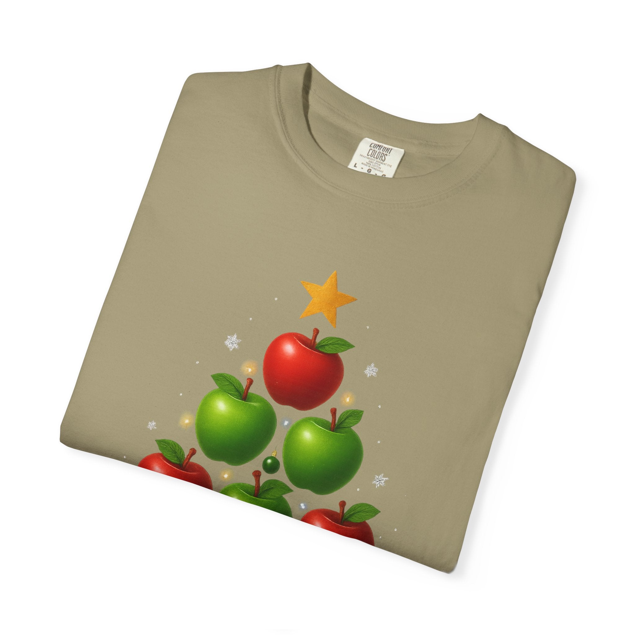 Apple Christmas Tree T-Shirt — Holiday Fruit Tree Graphic Tee