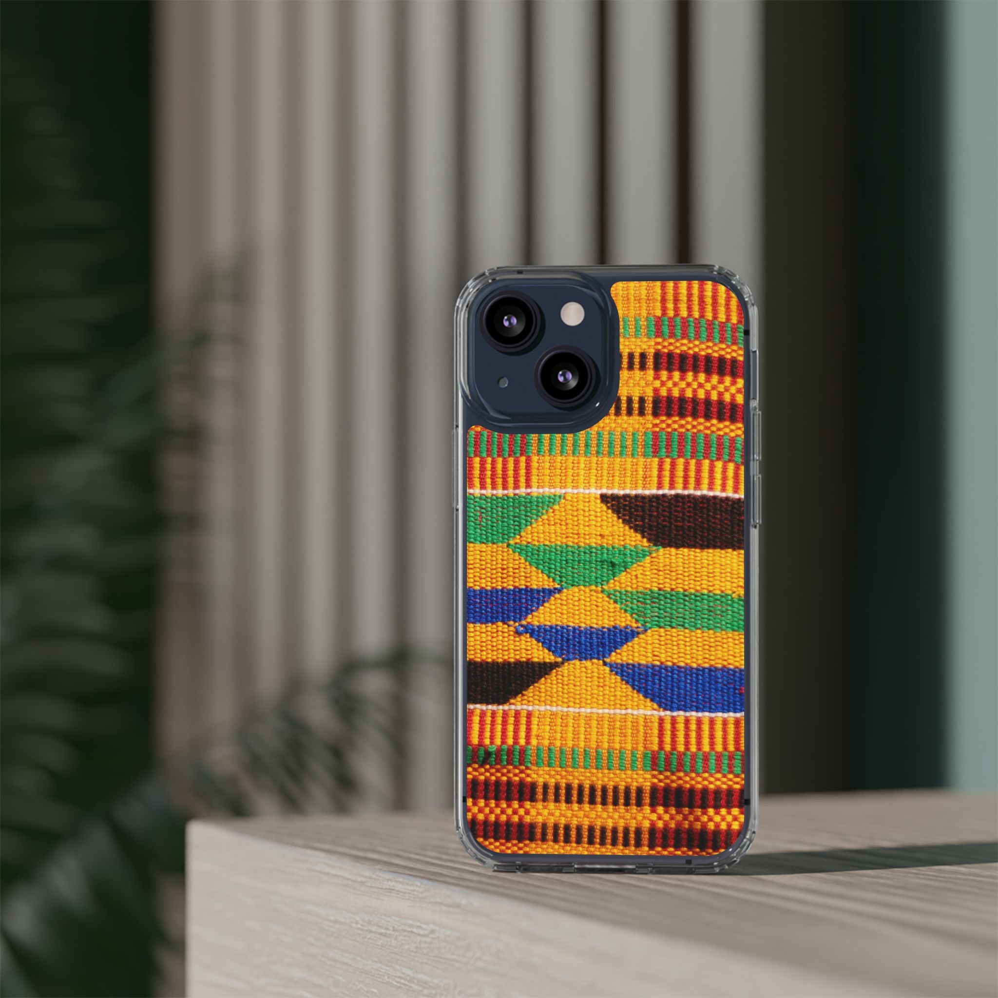 Kente Pattern Clear Impact-Resistant Phone Case