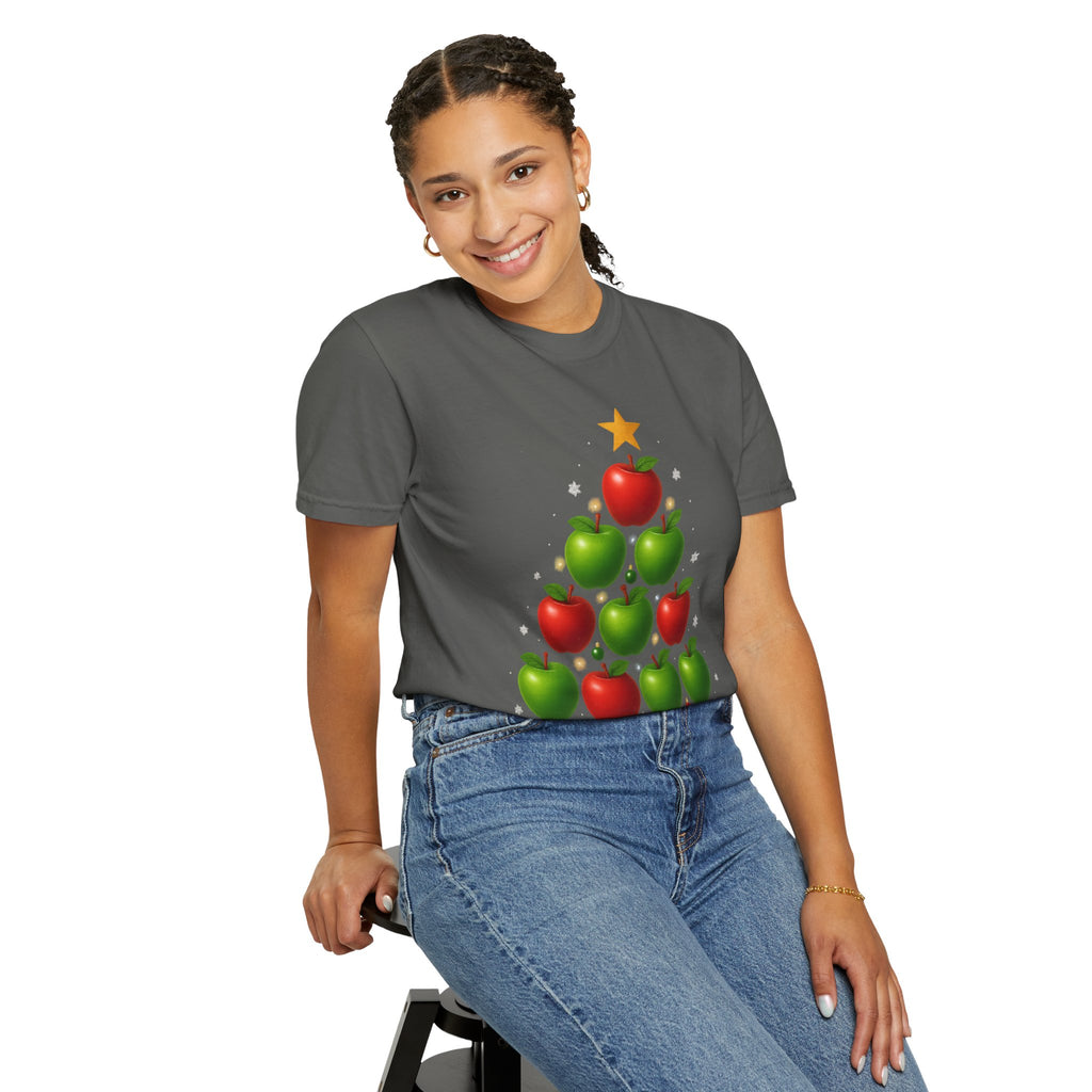 Apple Christmas Tree T-Shirt — Holiday Fruit Tree Graphic Tee