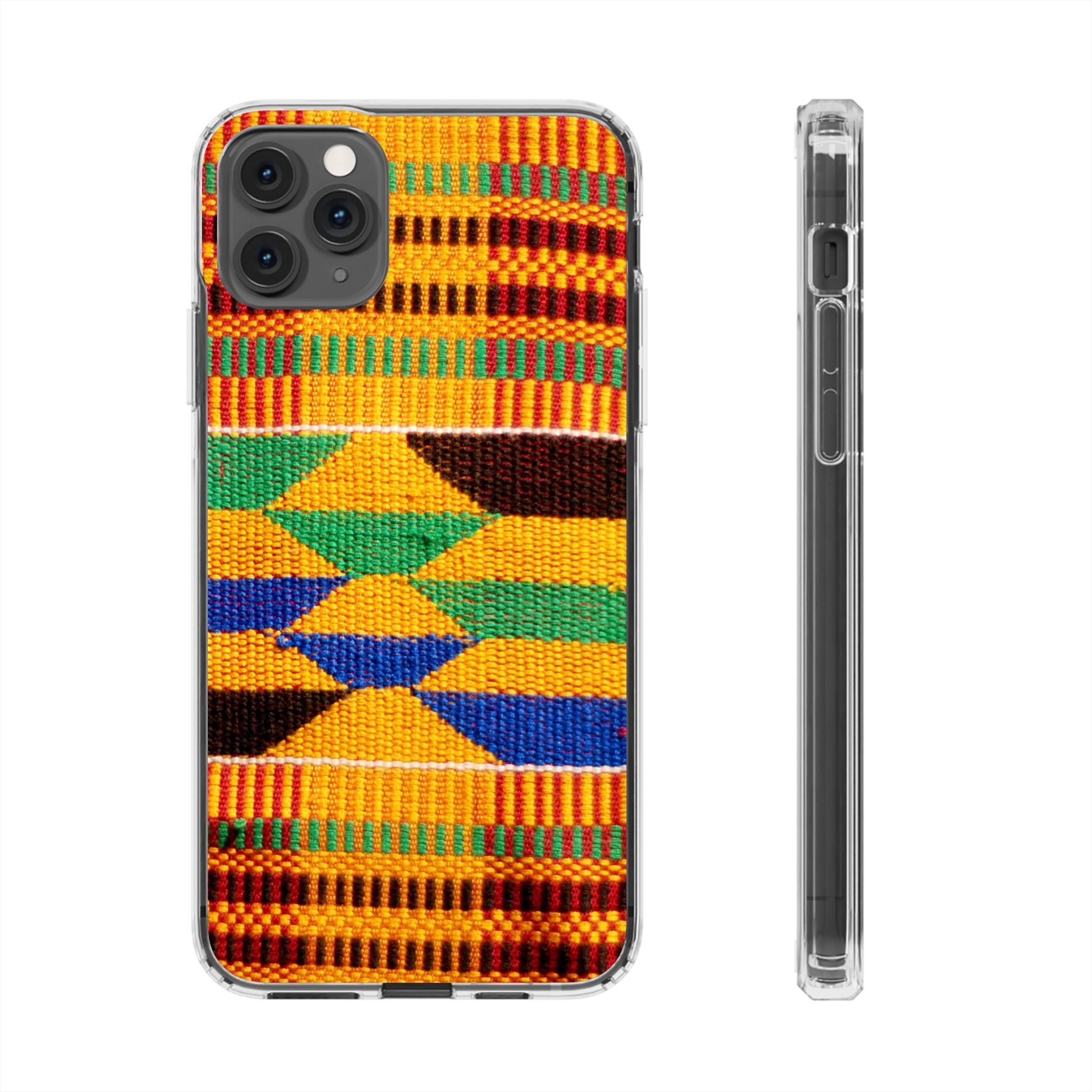 Kente Pattern Clear Impact-Resistant Phone Case