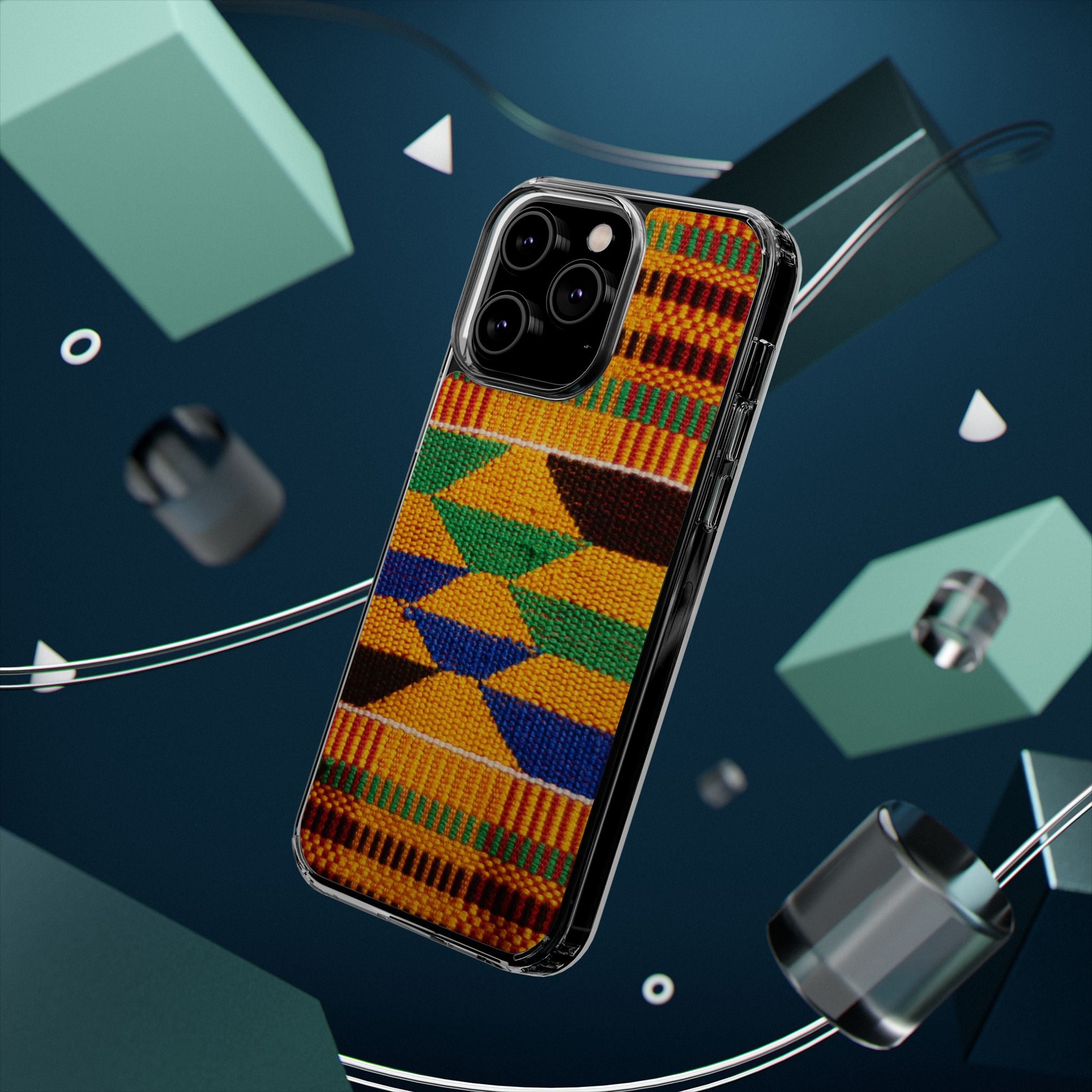Kente Pattern Clear Impact-Resistant Phone Case