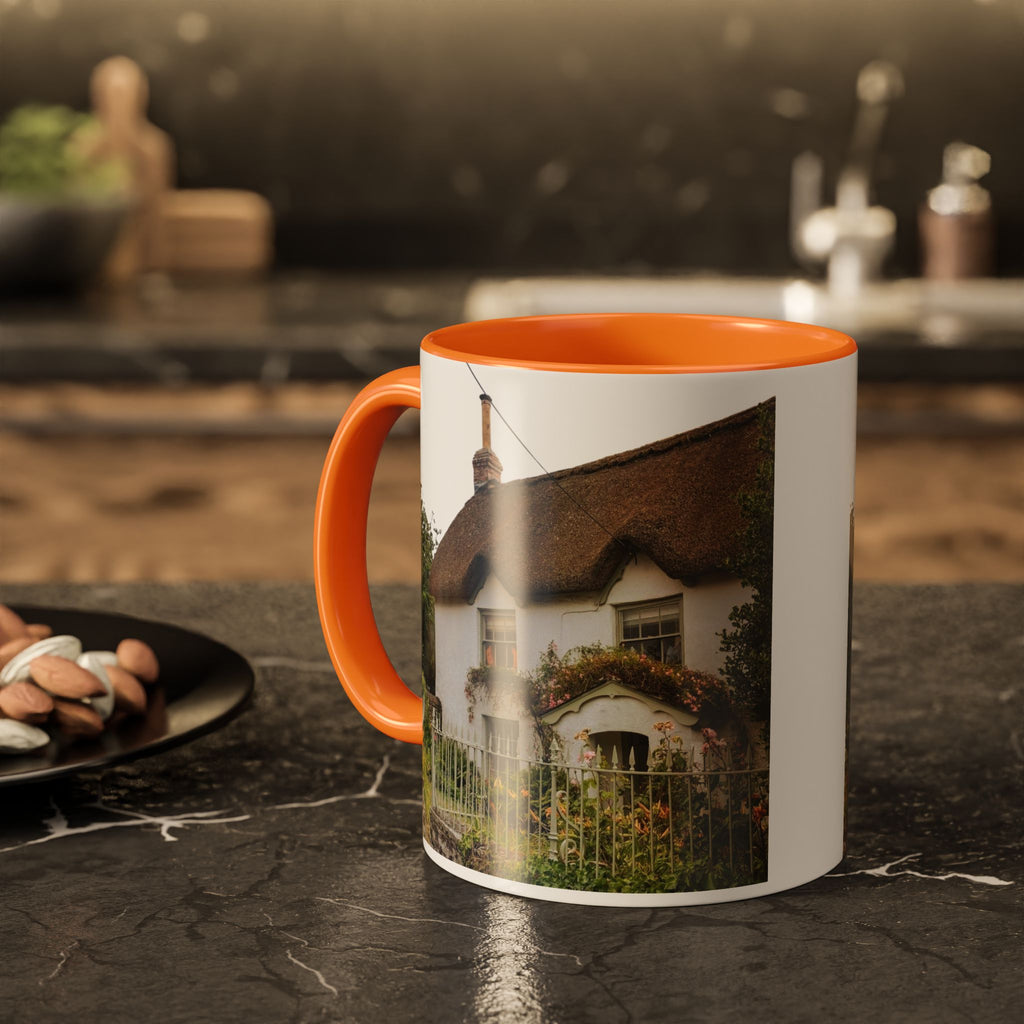 Thatched Cottage Photo Mug (11oz & 15oz) — Cozy English Cottage Scenic Coffee Cup