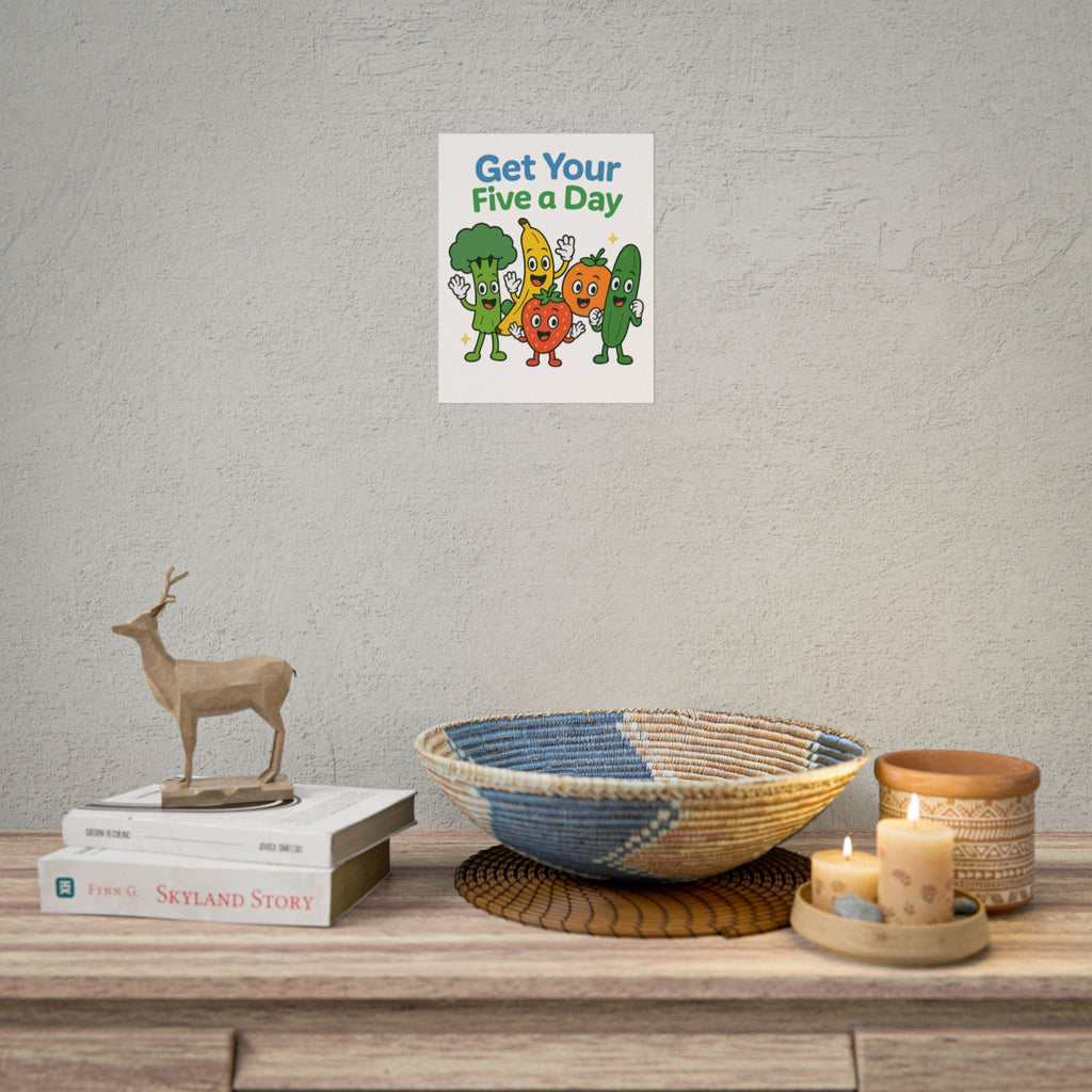 Rolled Poster — "Get Your Five a Day" Cute Fruit & Veggie Wall Art