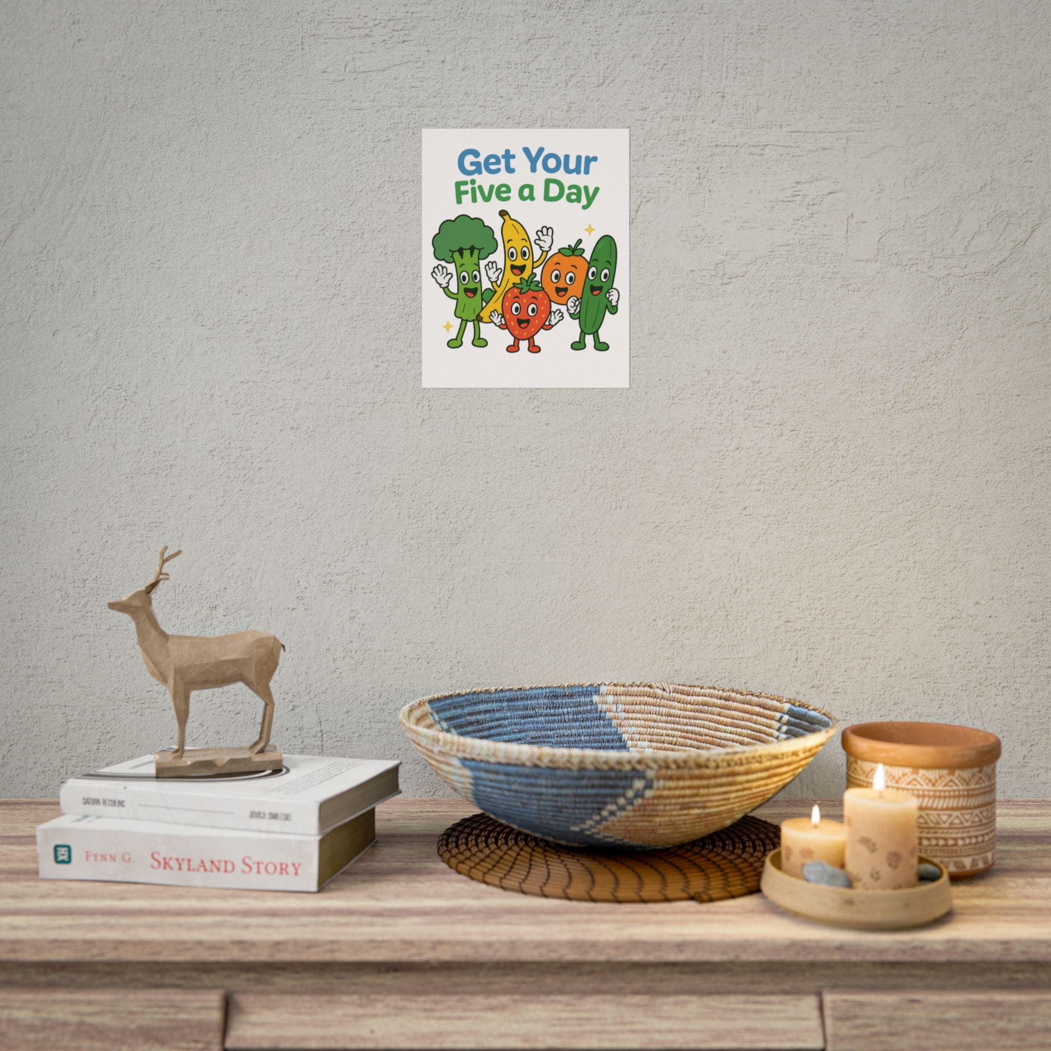 Rolled Poster — "Get Your Five a Day" Cute Fruit & Veggie Wall Art