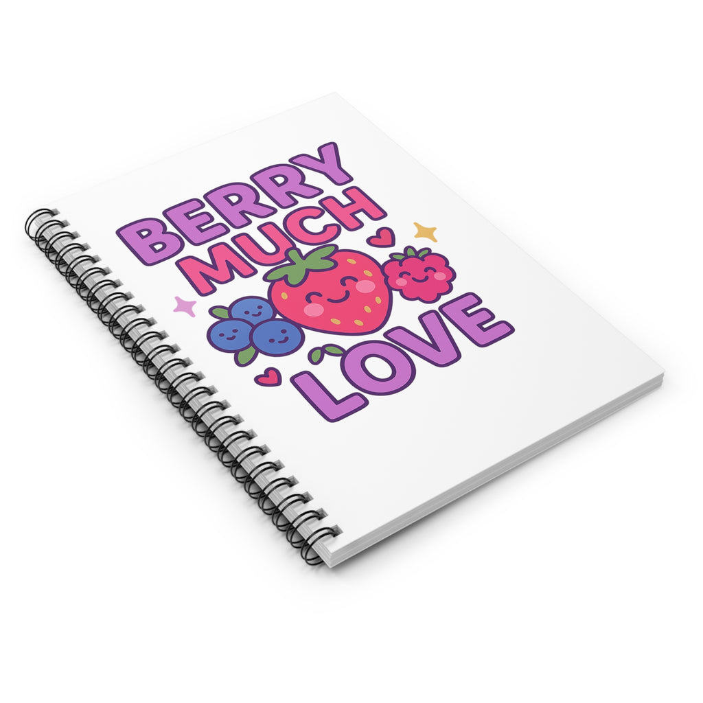 Berry Much Love Notebook - Cute Spiral Journal, Kawaii Stationery, Gift for Students, Teachers, and Berry Lovers