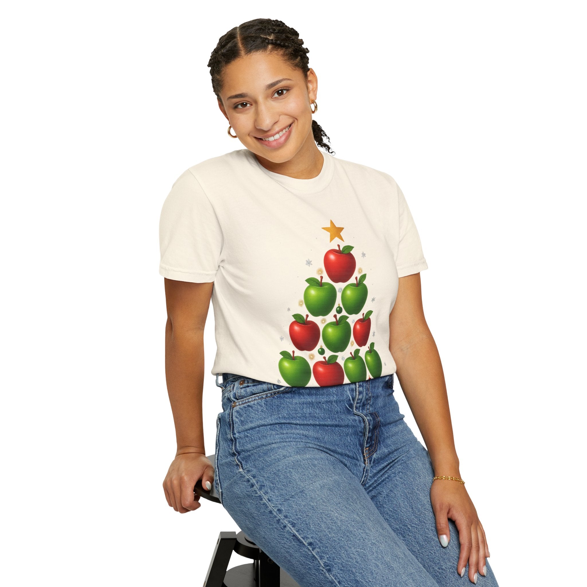 Apple Christmas Tree T-Shirt — Holiday Fruit Tree Graphic Tee