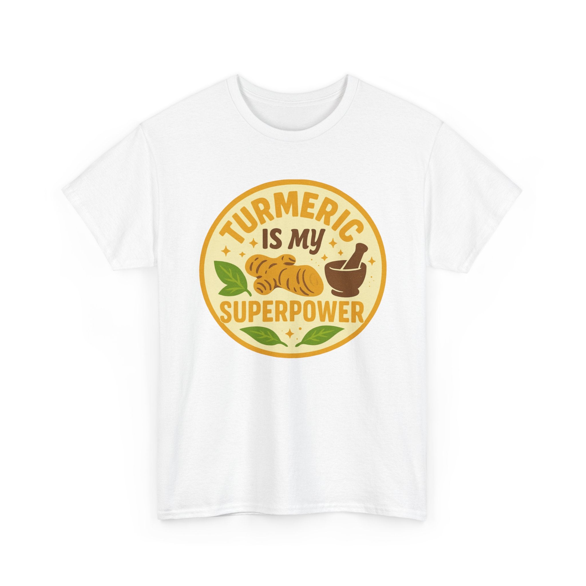 Turmeric Superpower Tee, Unisex Cotton T-Shirt, Health Enthusiast Gift, Herbal Tea Lover Shirt, Natural Wellness Apparel, Unique Gift Idea