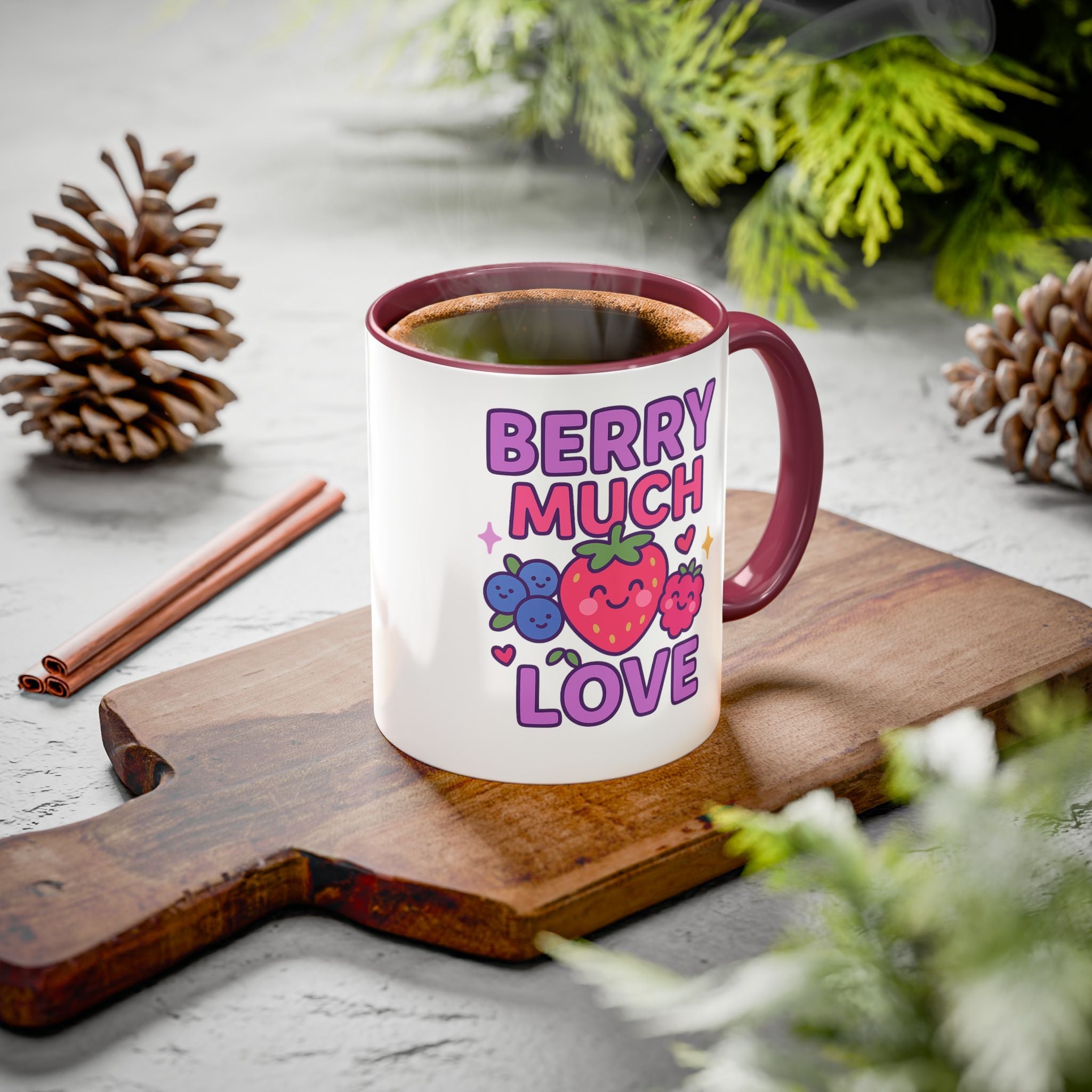 Berry Much Love Mug — Cute Fruit Cartoon Coffee Cup (11oz & 15oz)