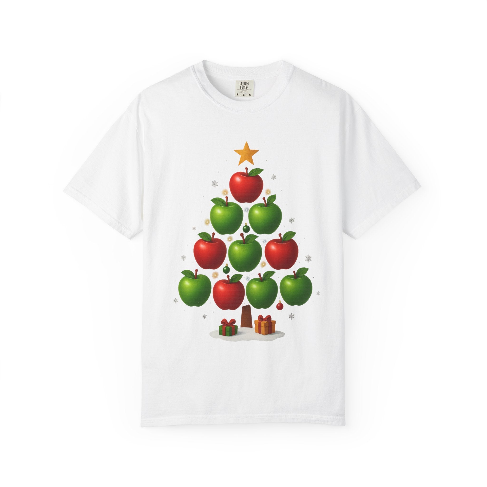 Apple Christmas Tree T-Shirt — Holiday Fruit Tree Graphic Tee