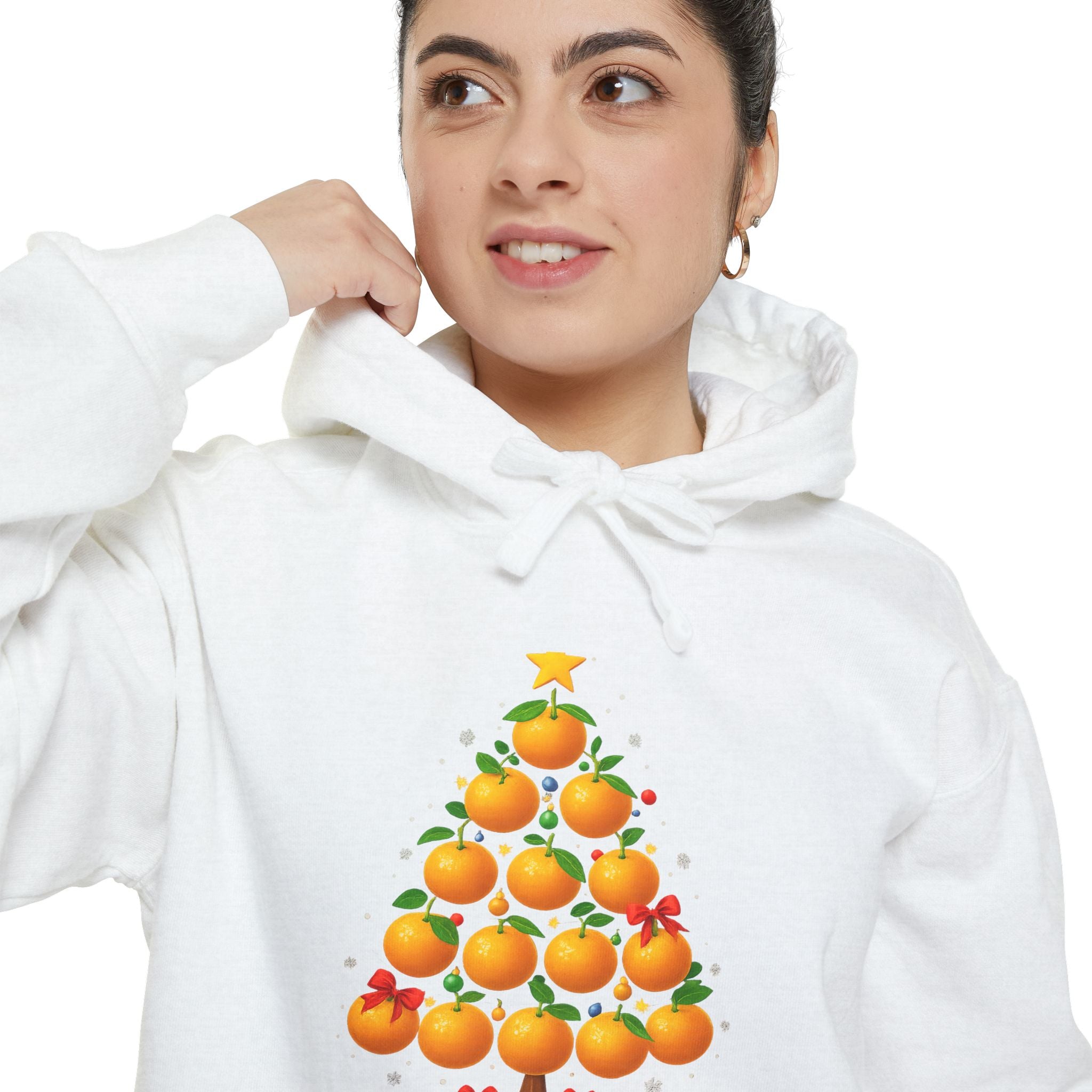 Orange Christmas Tree Hoodie — Festive Citrus Holiday Sweatshirt