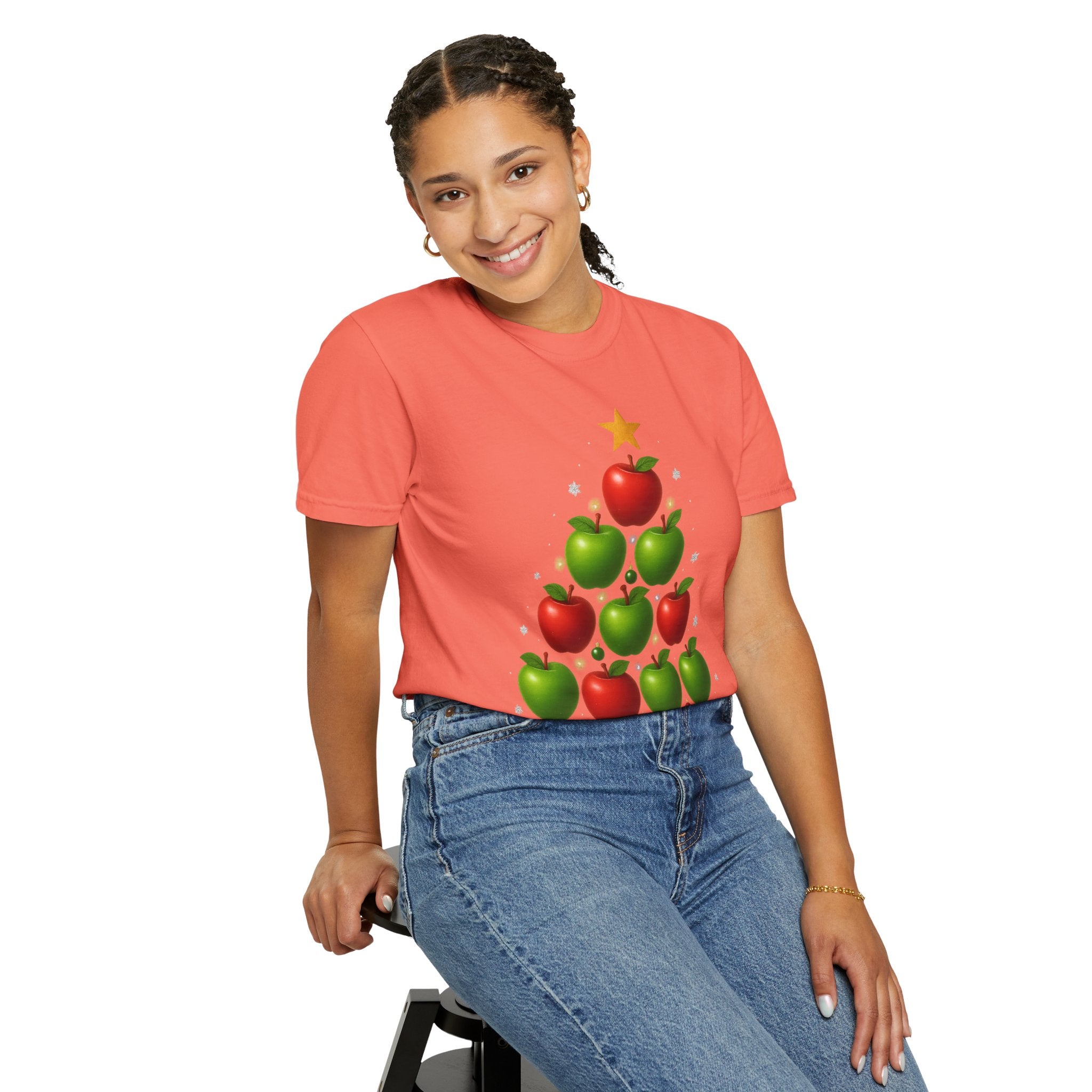 Apple Christmas Tree T-Shirt — Holiday Fruit Tree Graphic Tee