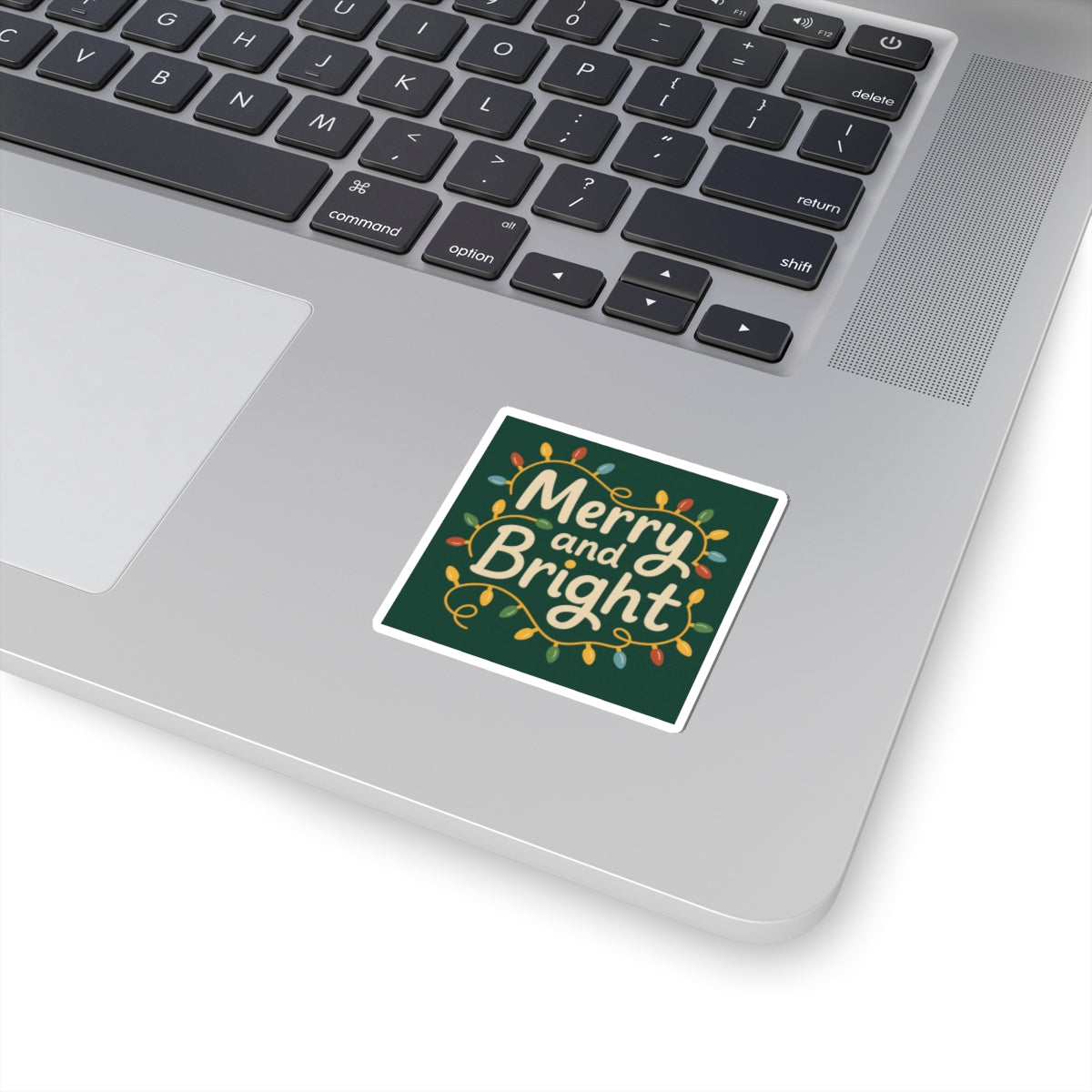 Merry and Bright Holiday Sticker — Festive Christmas Lights Kiss-Cut Sticker