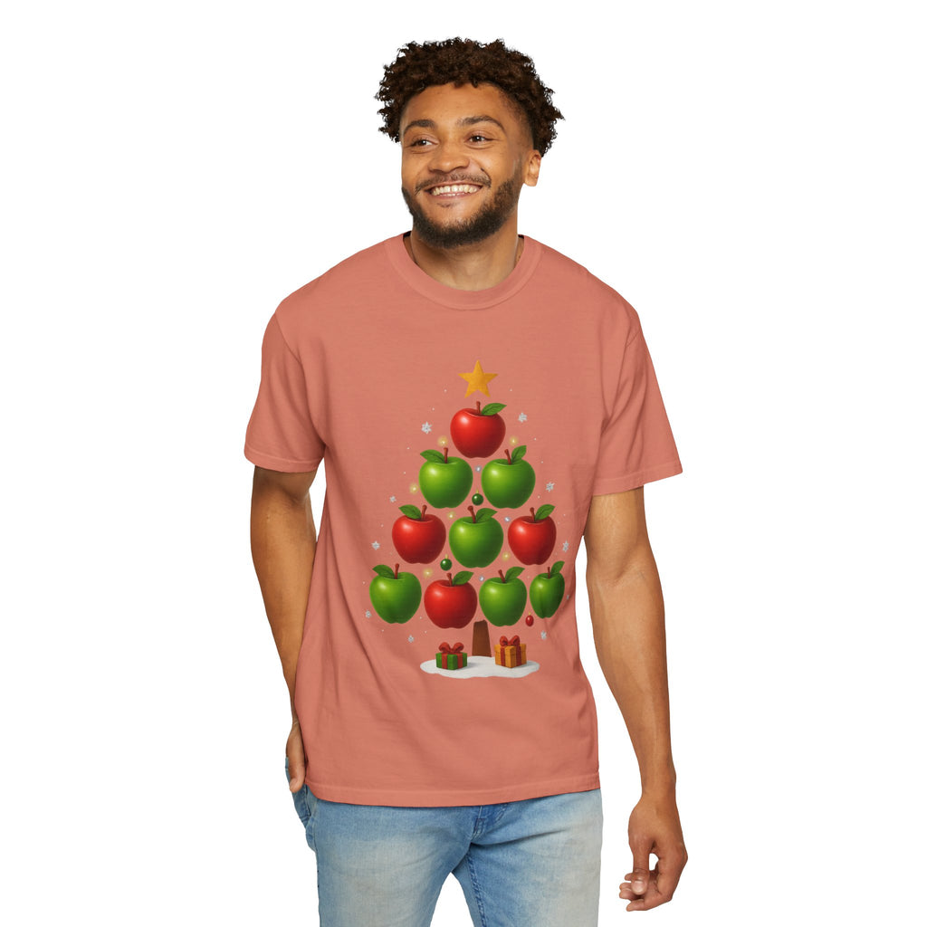 Apple Christmas Tree T-Shirt — Holiday Fruit Tree Graphic Tee