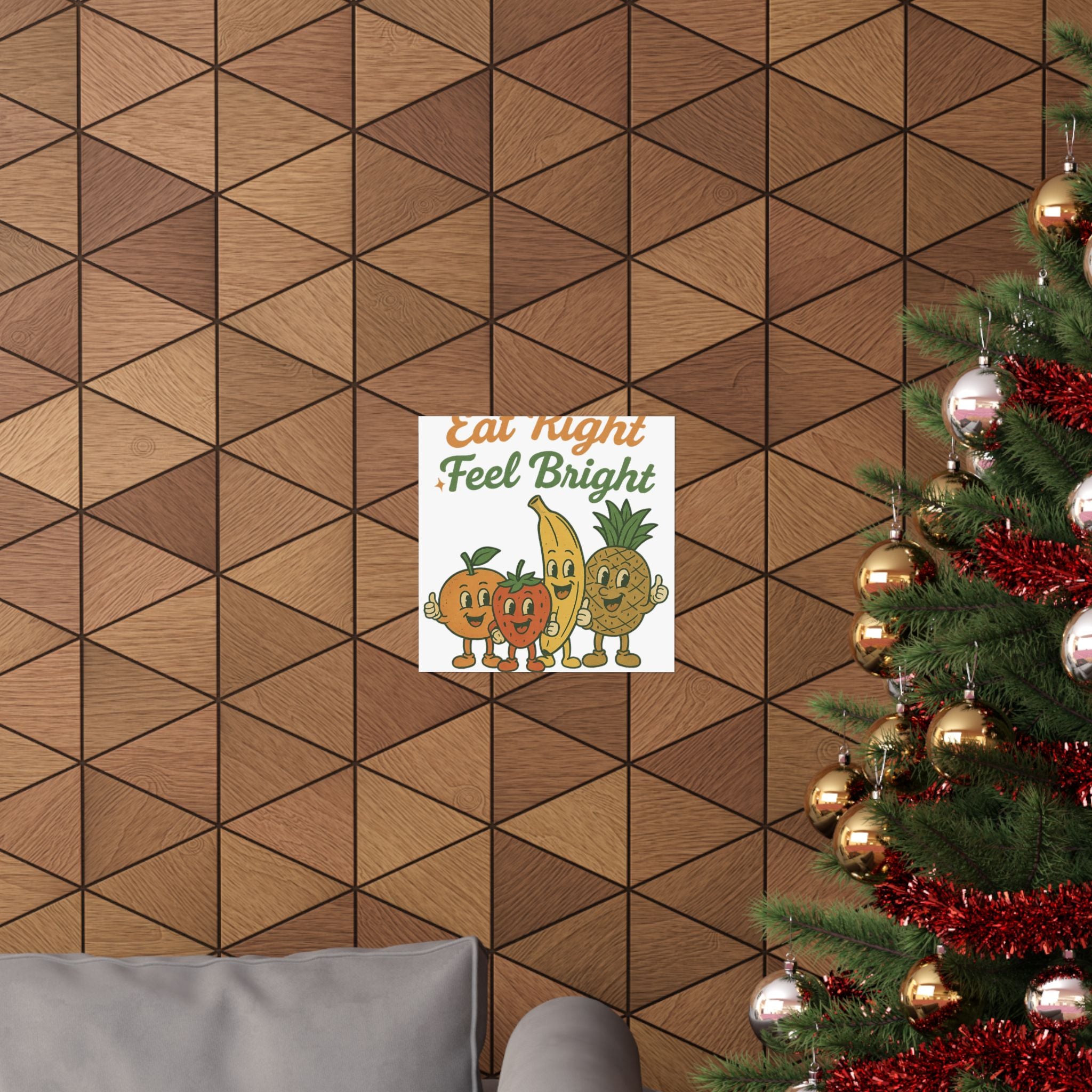 Eat Right Feel Bright Poster — Retro Fruit Kitchen Wall Art