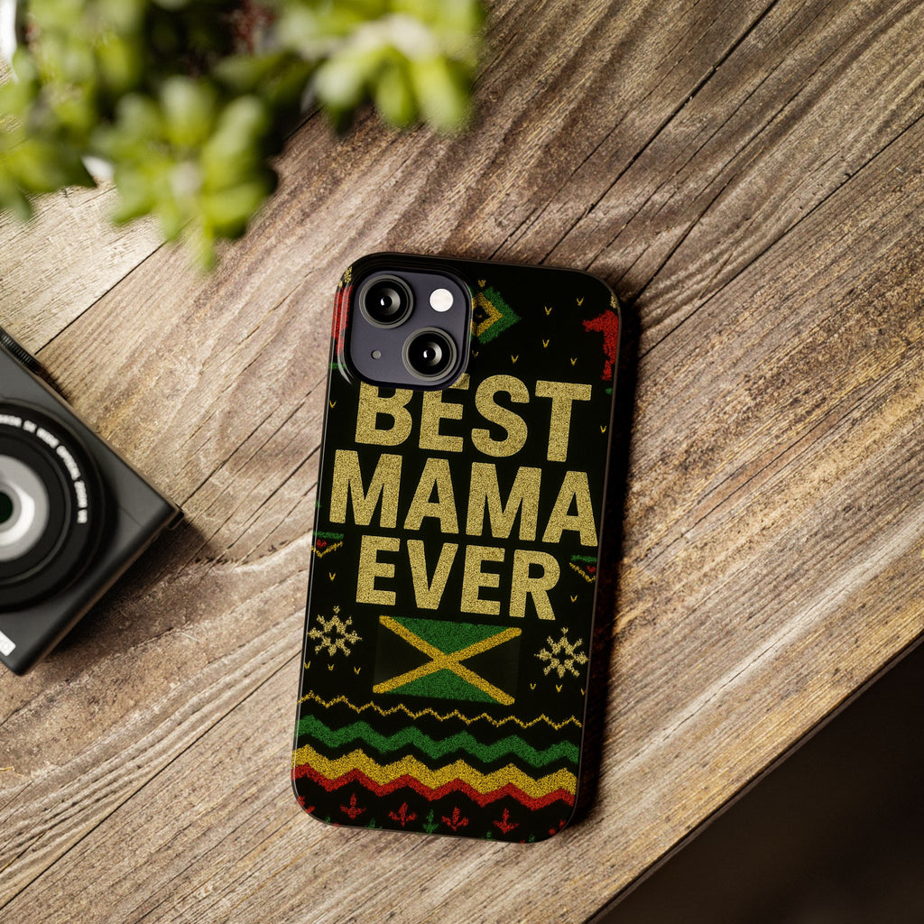 Slim Phone Case — 'Best Mama Ever' Jamaican Reggae Pattern