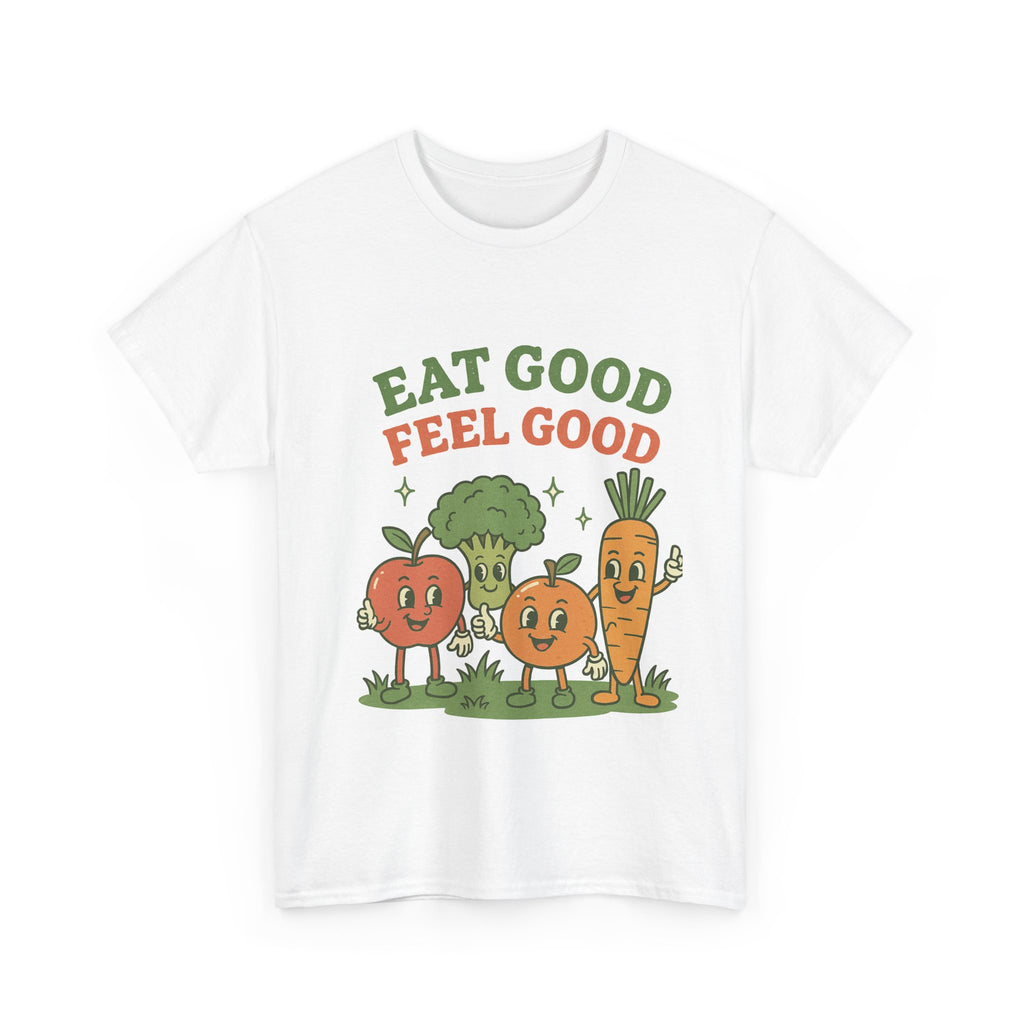Eat Good Feel Good T-Shirt — Cute Veggie Graphic Tee (Apple, Broccoli, Carrot)