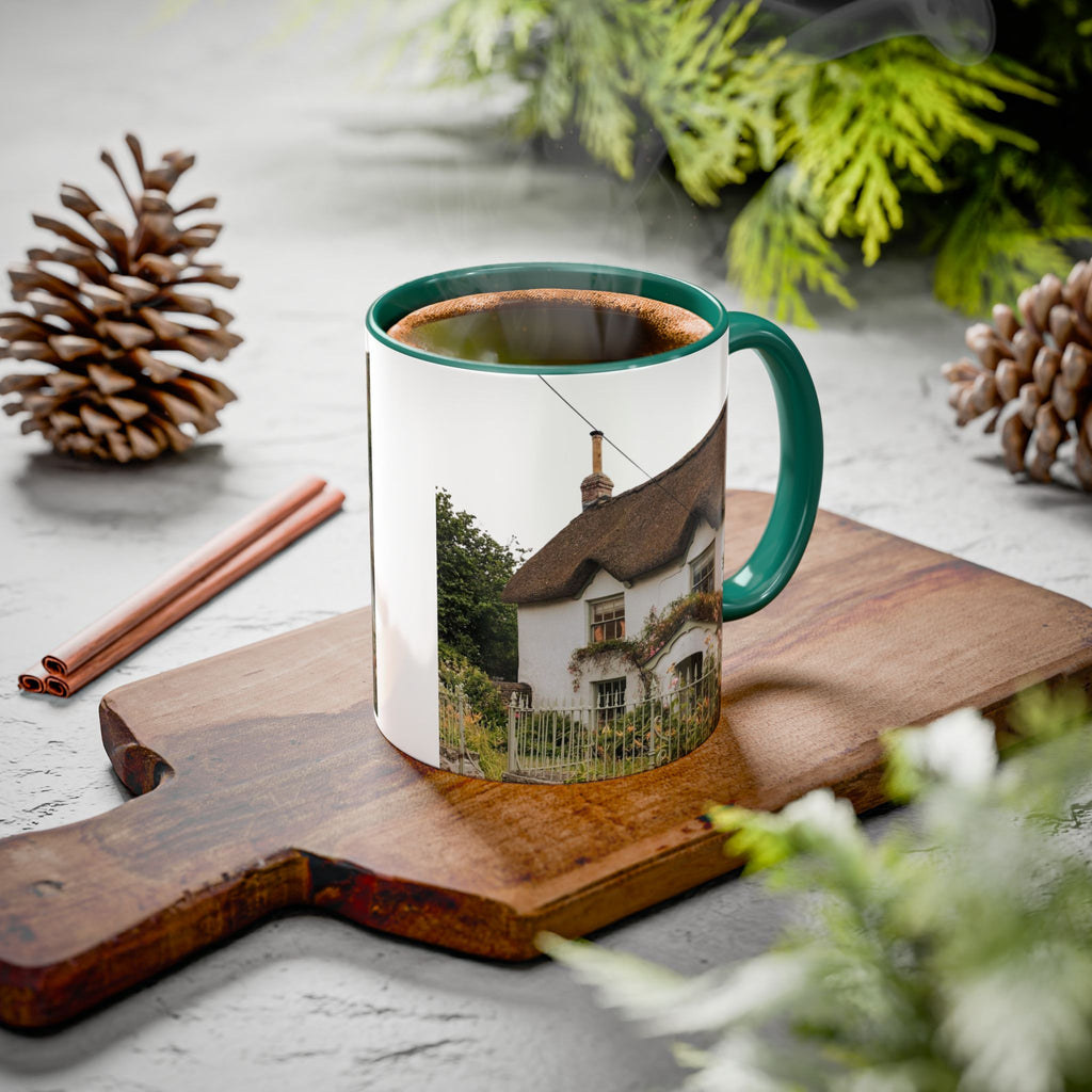 Thatched Cottage Photo Mug (11oz & 15oz) — Cozy English Cottage Scenic Coffee Cup