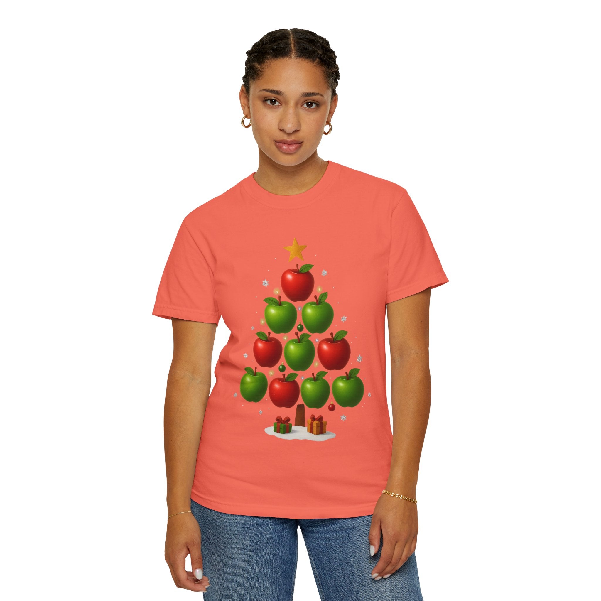Apple Christmas Tree T-Shirt — Holiday Fruit Tree Graphic Tee