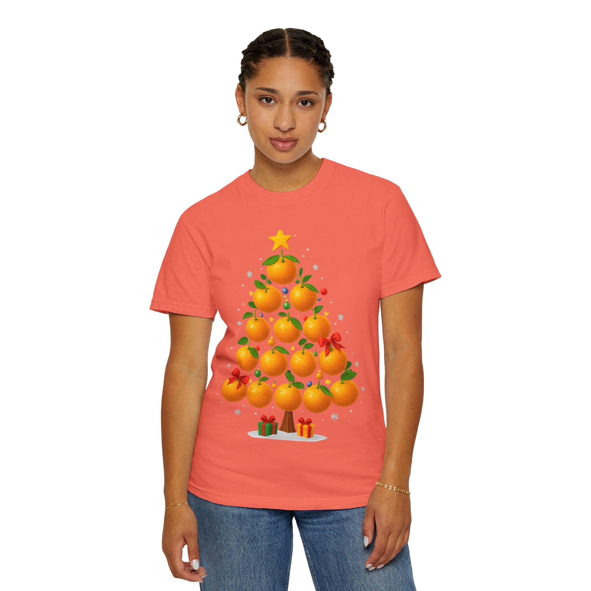 Orange Christmas Tree T-Shirt — Festive Citrus Holiday Tee