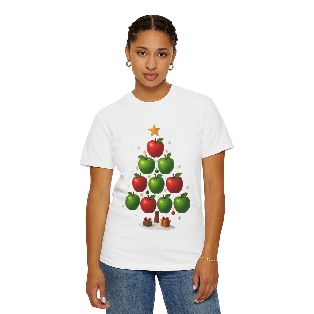 Apple Christmas Tree T-Shirt — Holiday Fruit Tree Graphic Tee