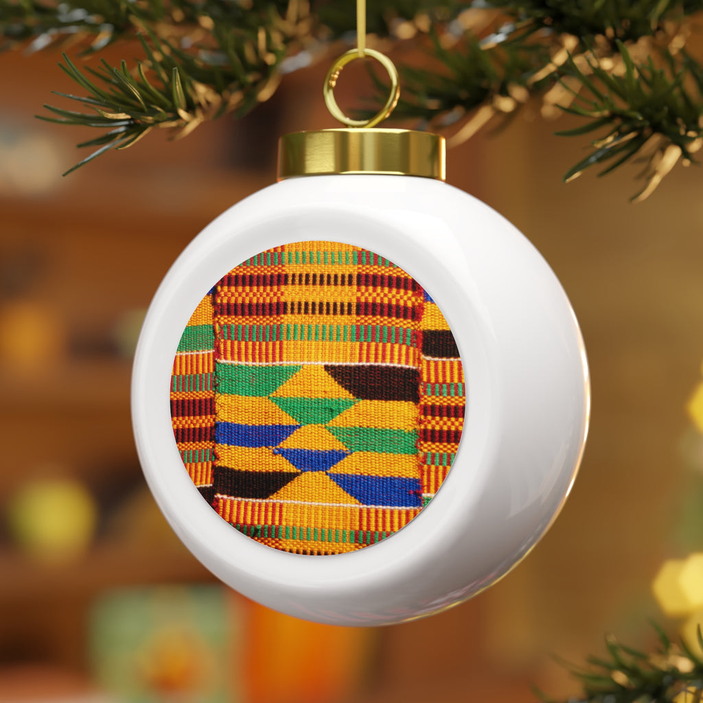 African Kente Pattern Christmas Ornament – Festive Holiday Ball