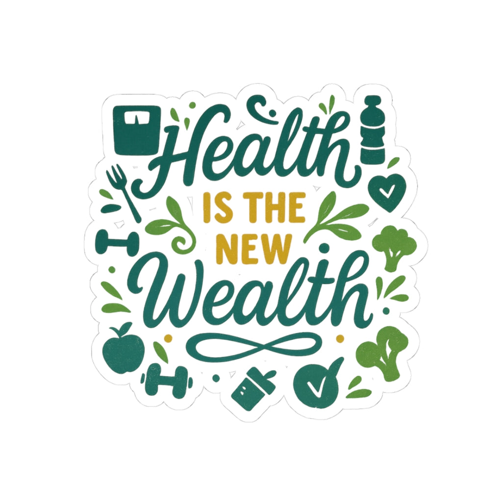 Health is the New Wealth Stickers | Motivational Fitness Decals, Wellness Gifts, Laptop Stickers, Health Quotes, Positive Affirmations