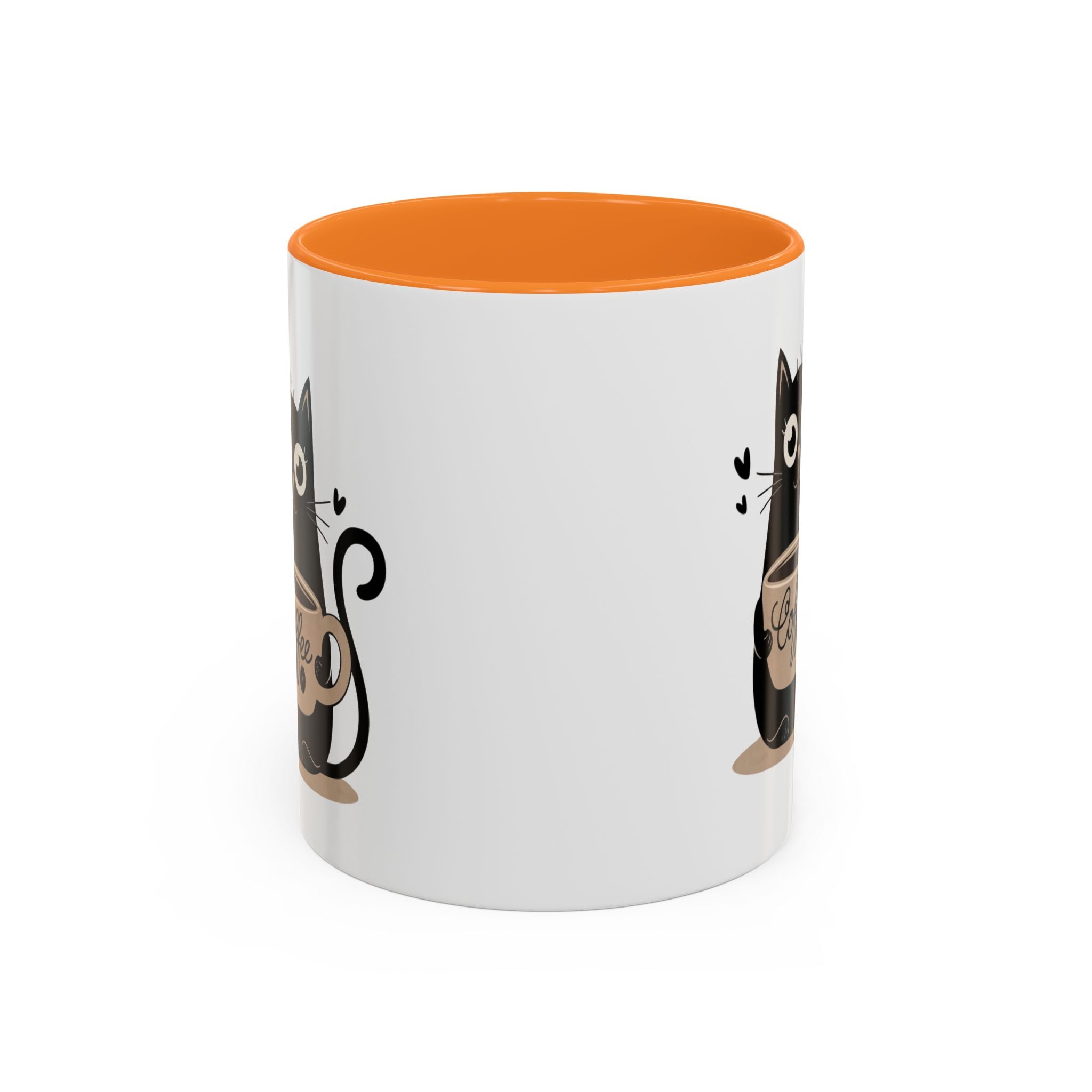 Cat Coffee Mug — Cute Black Cat Holding 'Coffee' Ceramic Mug (11oz & 15oz)