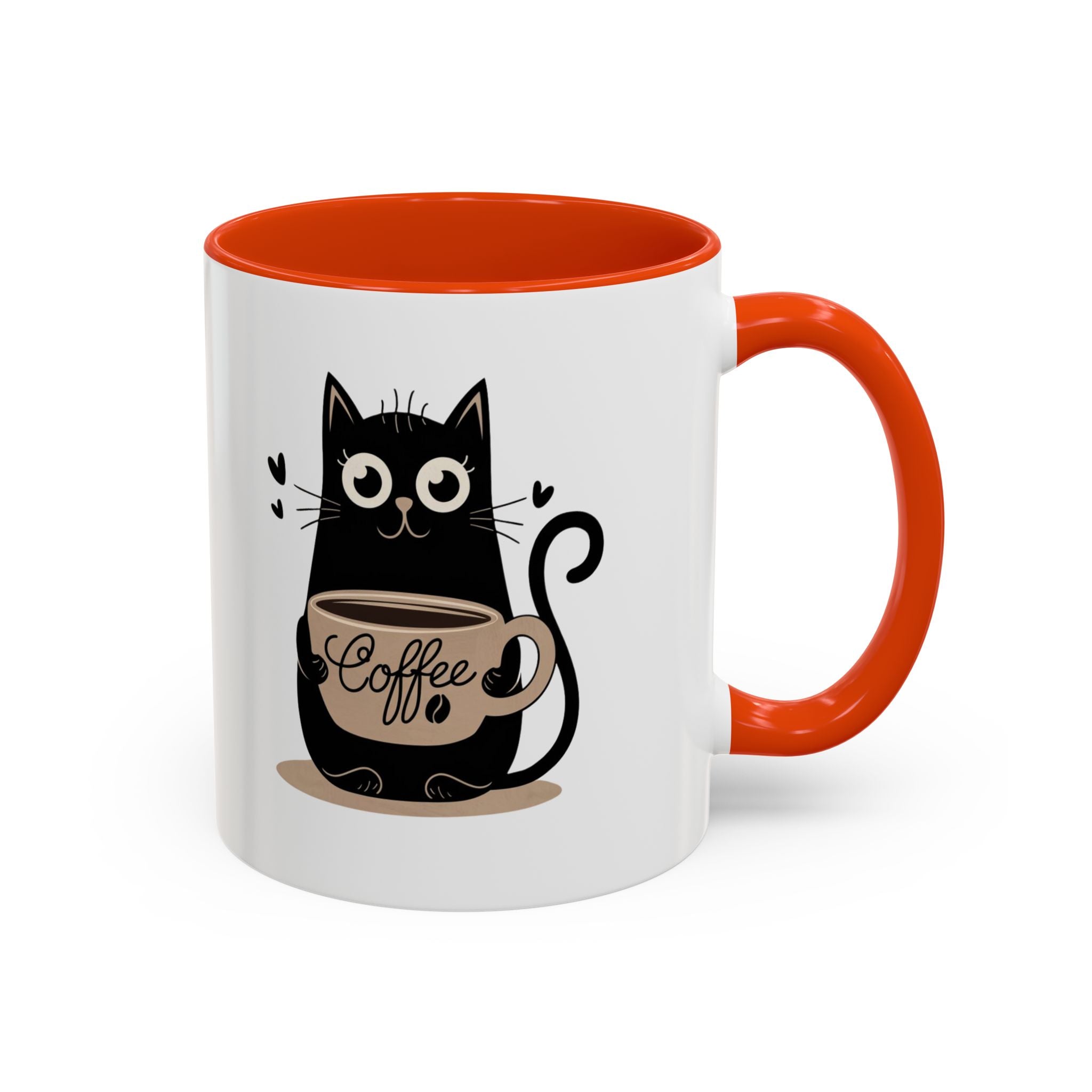 Cat Coffee Mug — Cute Black Cat Holding 'Coffee' Ceramic Mug (11oz & 15oz)