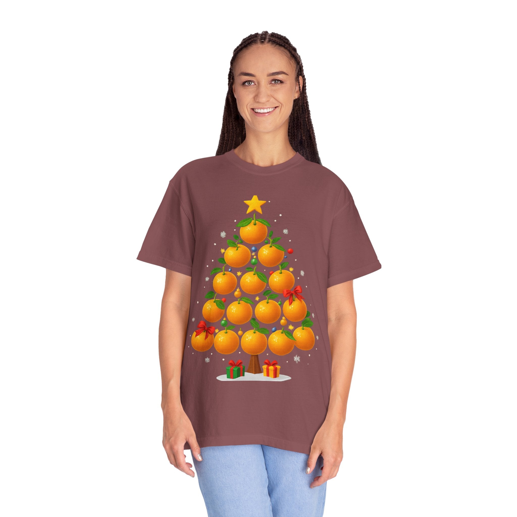Orange Christmas Tree T-Shirt — Festive Citrus Holiday Tee