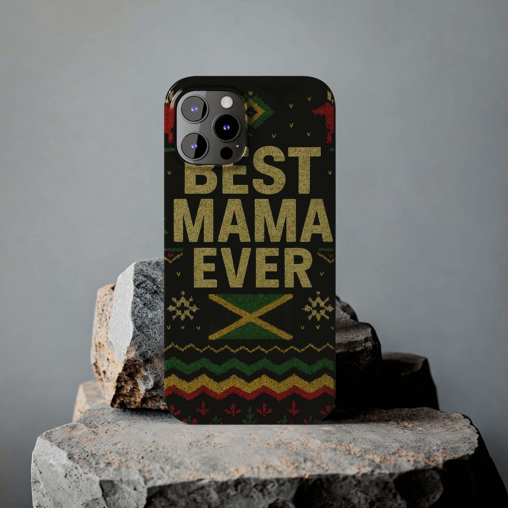 Slim Phone Case — 'Best Mama Ever' Jamaican Reggae Pattern