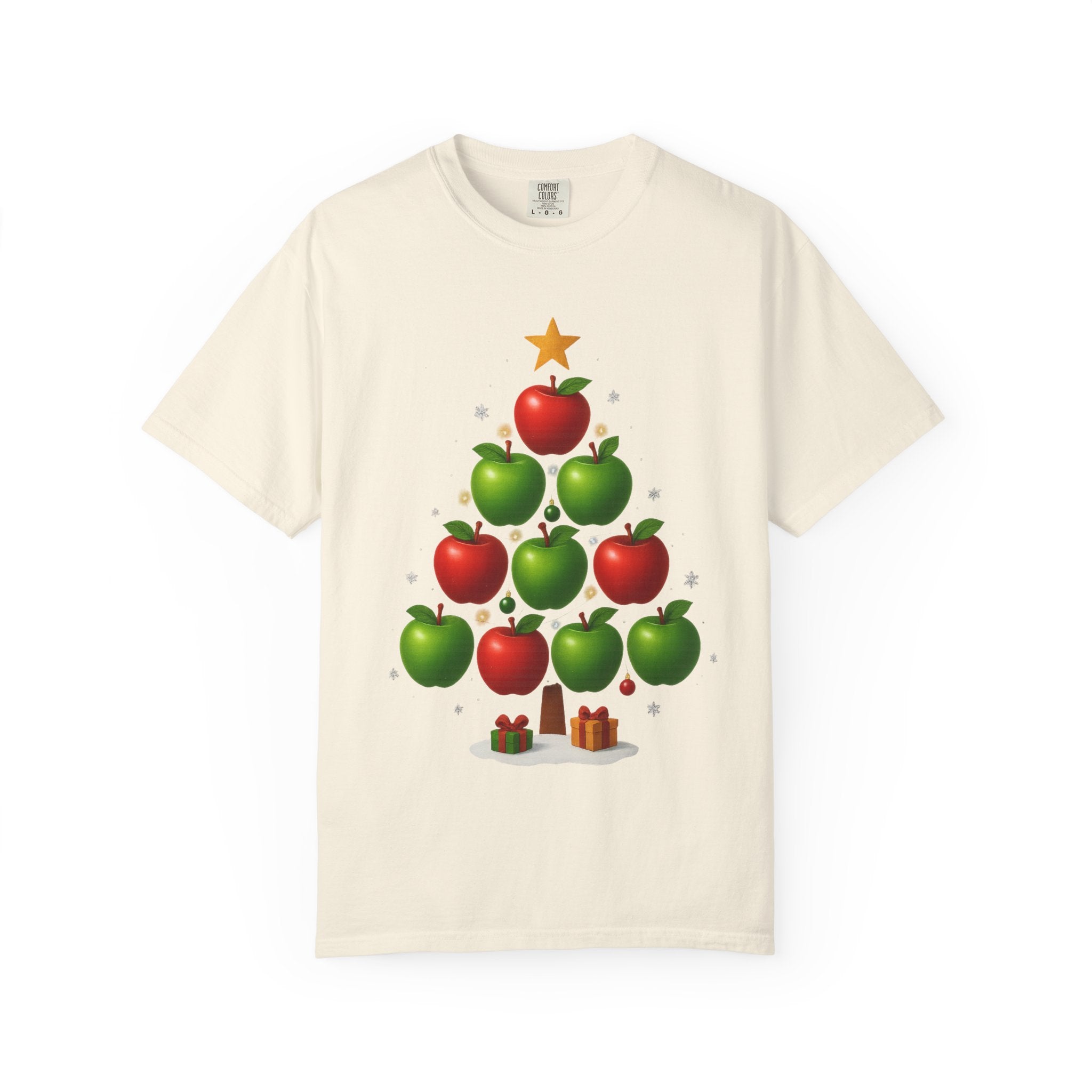 Apple Christmas Tree T-Shirt — Holiday Fruit Tree Graphic Tee