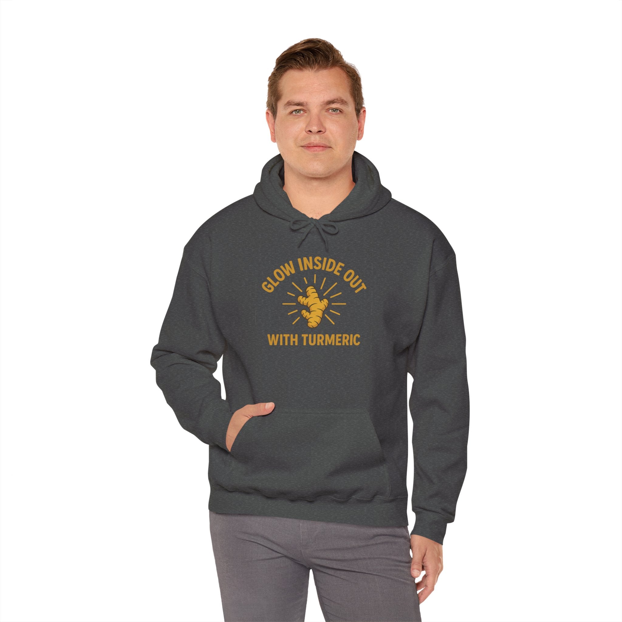 Glow Inside Out Turmeric Hoodie, Wellness Sweatshirt, Unisex Gift, Motivational Apparel, Cozy Fashion