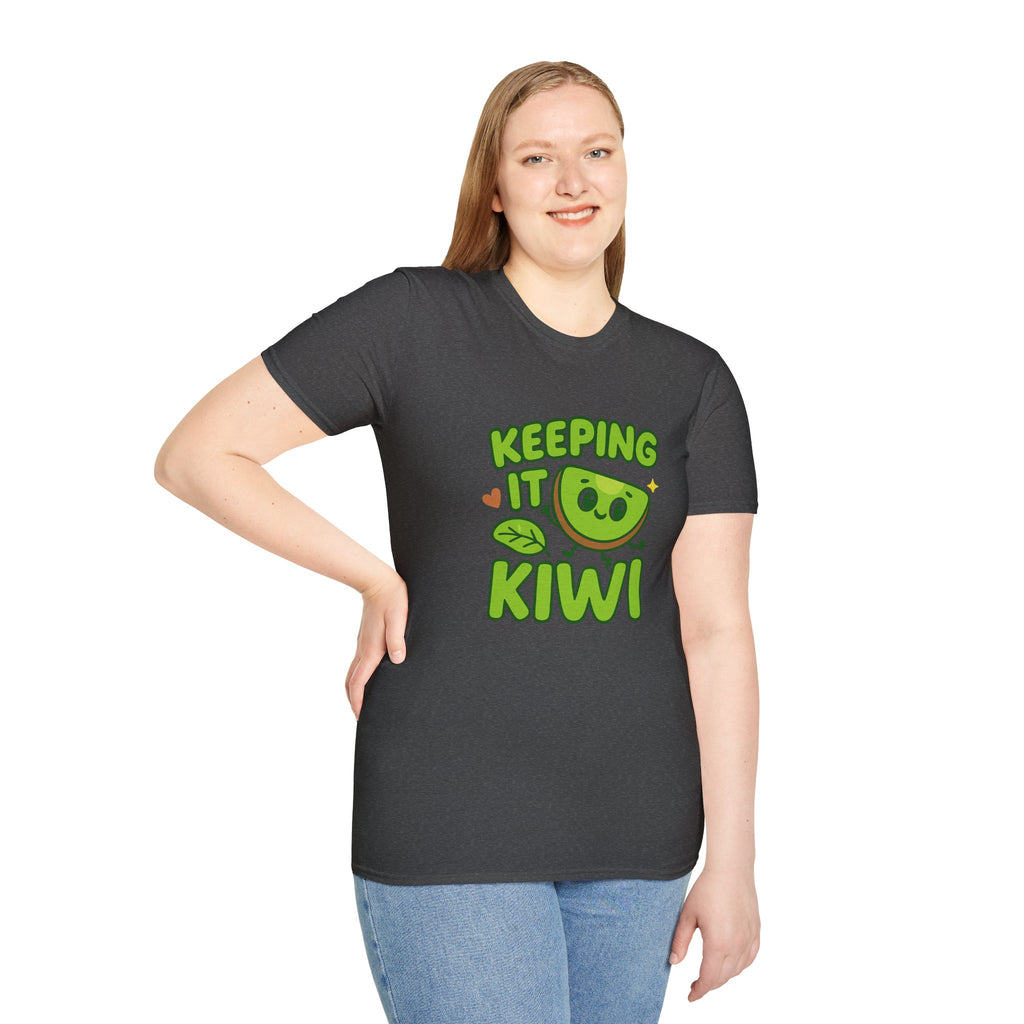 Whimsical Kiwi Graphic Tee | Funny Fruit Shirt, Eco-Friendly Gift, Summer Style, Casual Look, Gift for Fruit Lovers